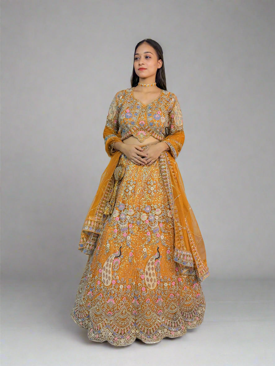 Yellow Lehenga Choli - Coding Sequins Embroidery
