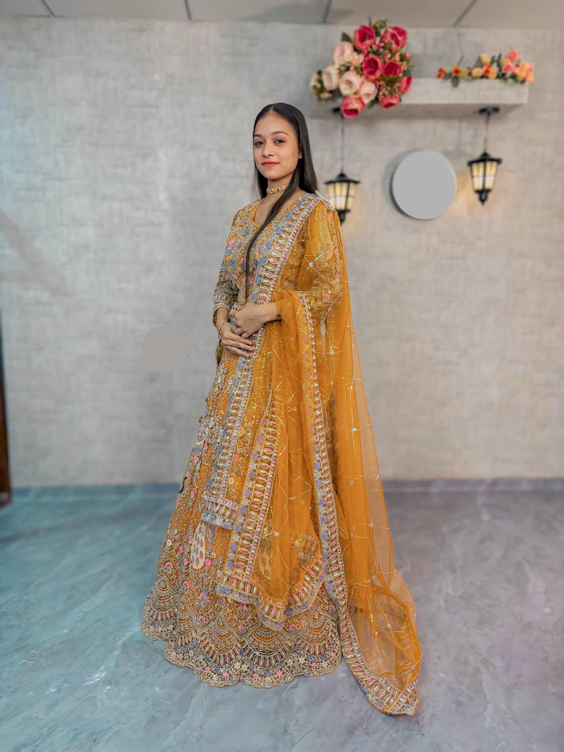 Yellow Lehenga Choli - Coding Sequins Embroidery