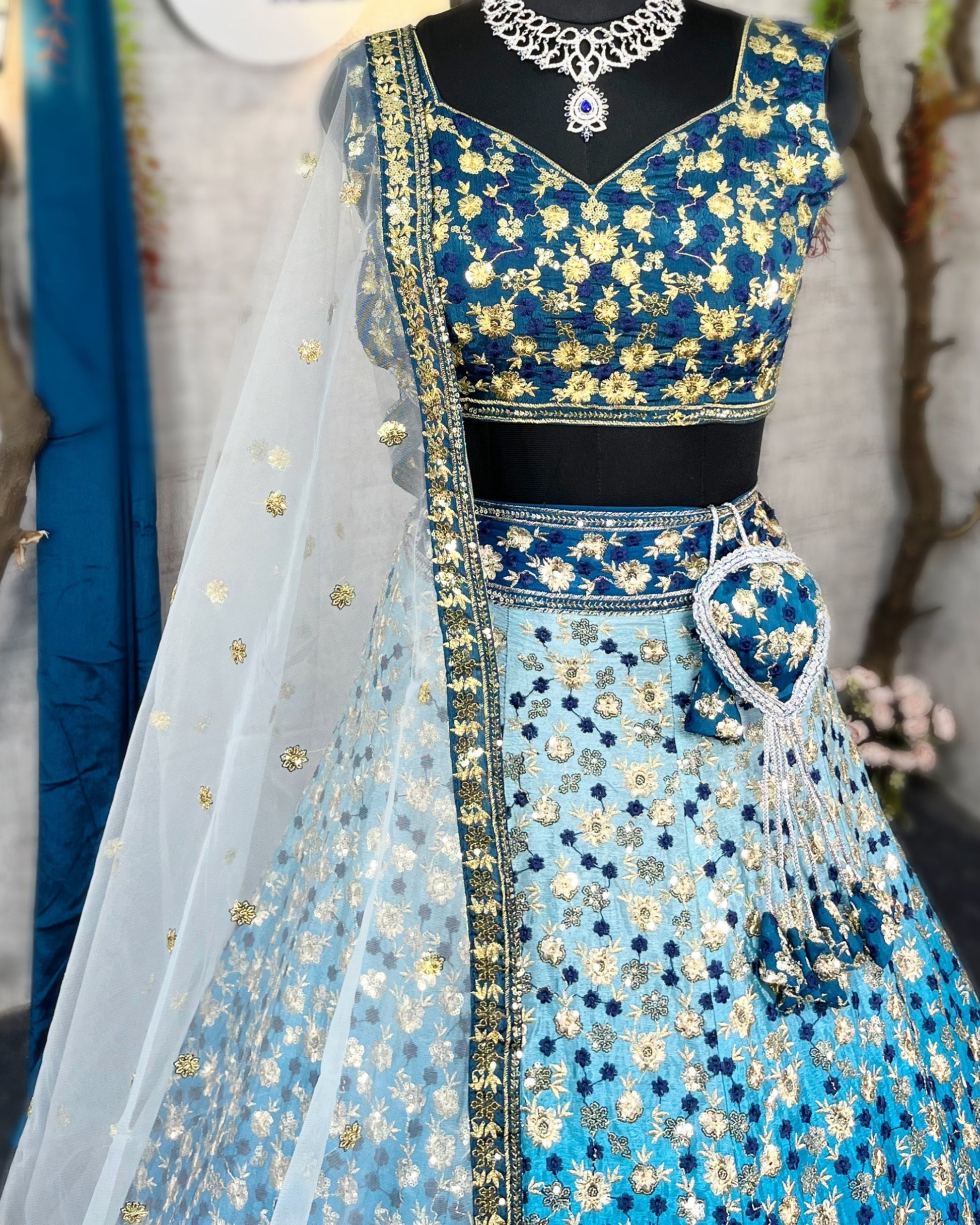 Gorgeous Premium Quality  Embroidered Lehenga with Sequins Work with Dupatta