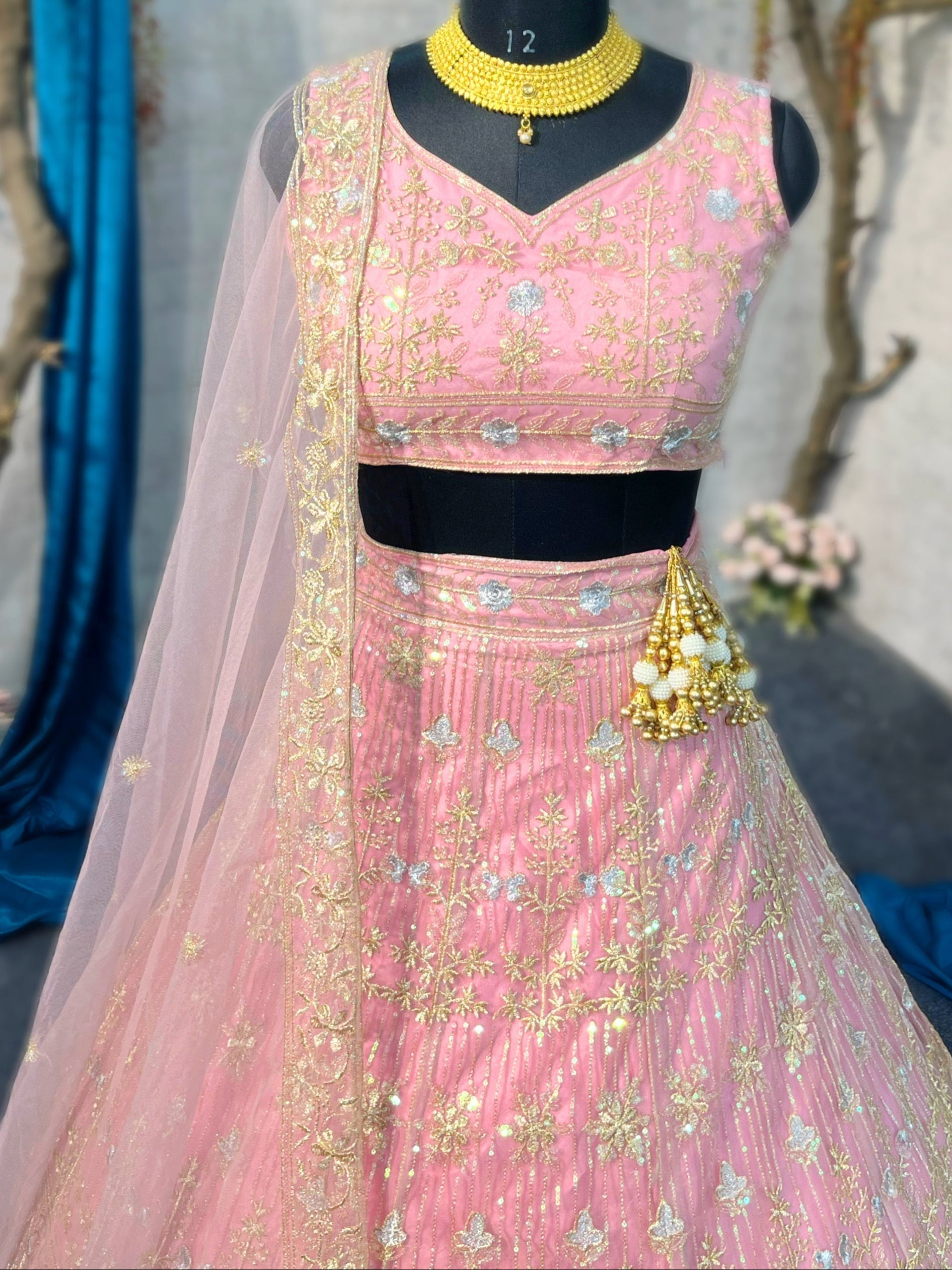 Trending Lehenga with  Embroidery Sequins Work With Cancan & Canvas Patta work and designer blouse perfect fit for you