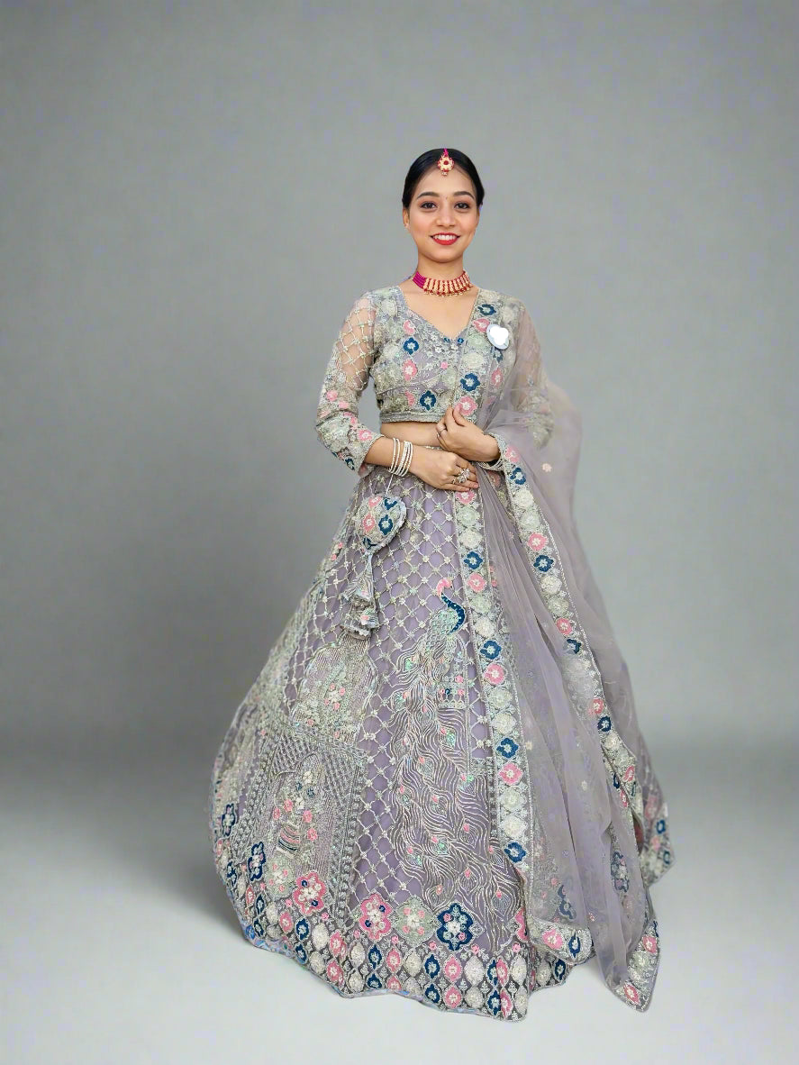Designer Embroidered Lehenga Set with Sequins & Dupatta – Perfect for Weddings & Parties