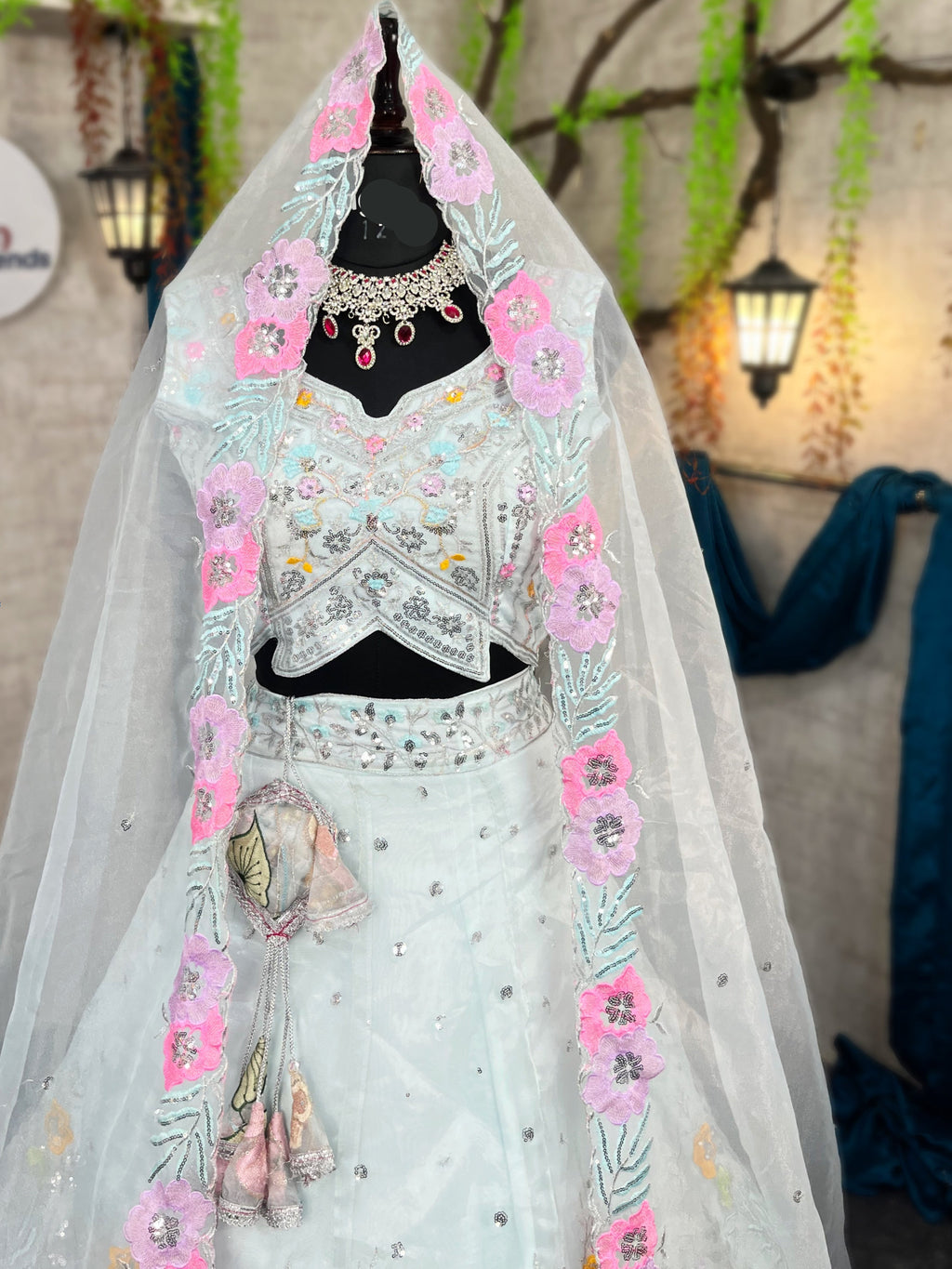 Elegant Heavy Organza Silk Lehenga with Embroidery Sequins Cut Work With Cancan & Canvas Patta