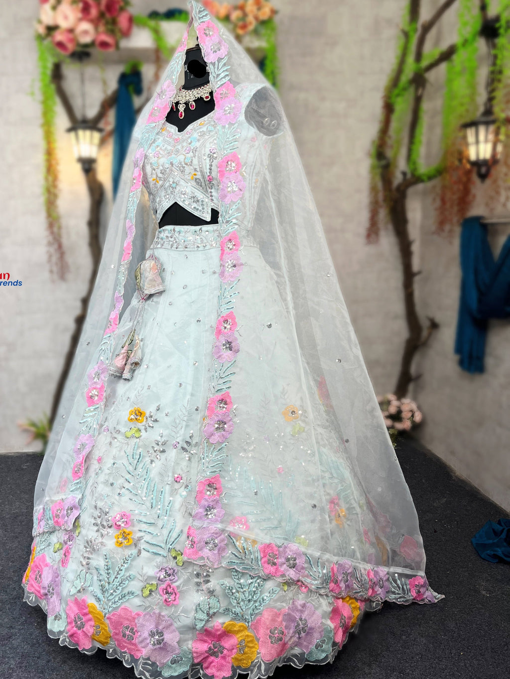 Elegant Heavy Organza Silk Lehenga with Embroidery Sequins Cut Work With Cancan & Canvas Patta