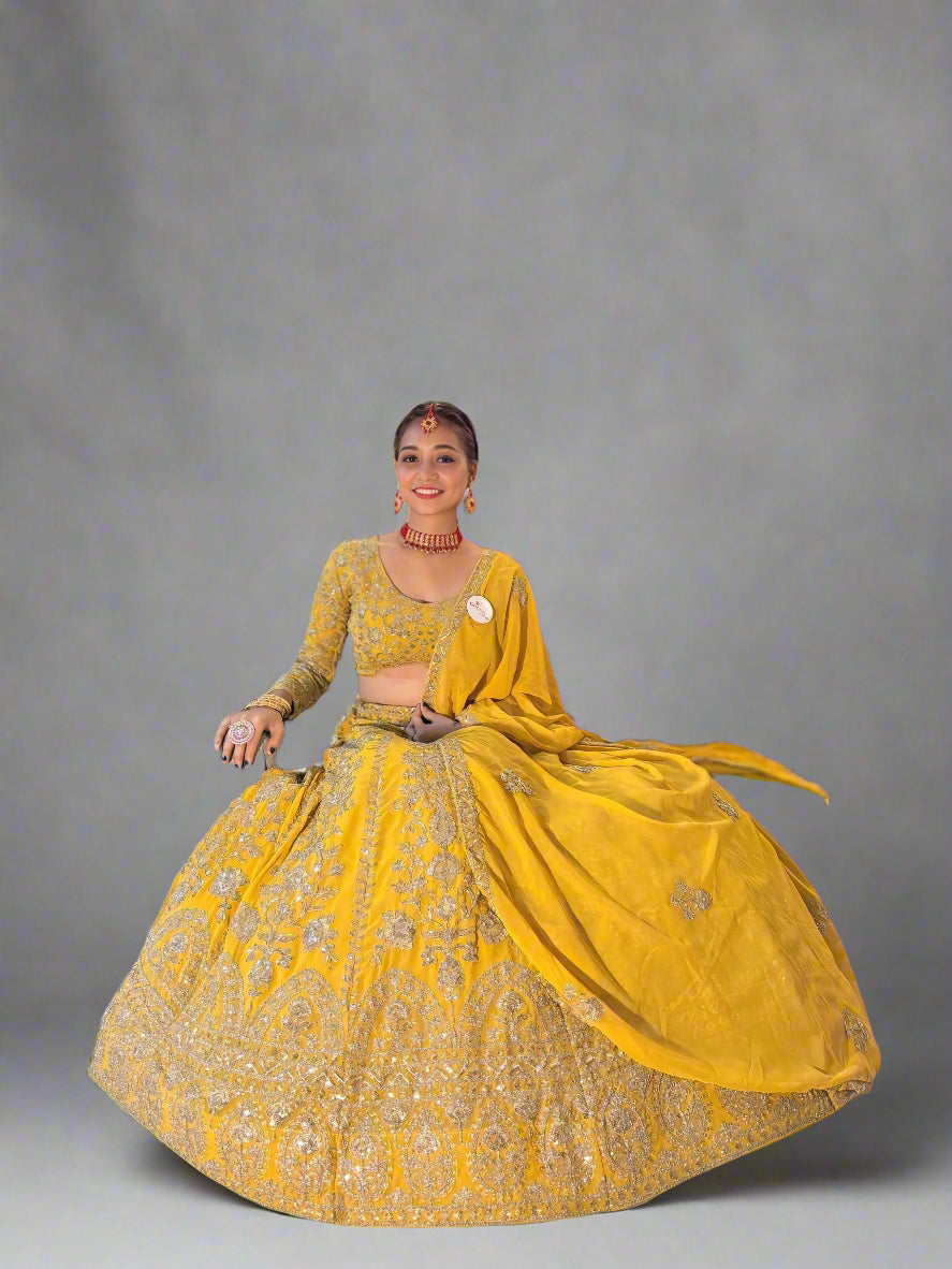 Premium Faux Georgette Coding Sequins Work Lehenga Set – Modern Glam Ethnic Wear