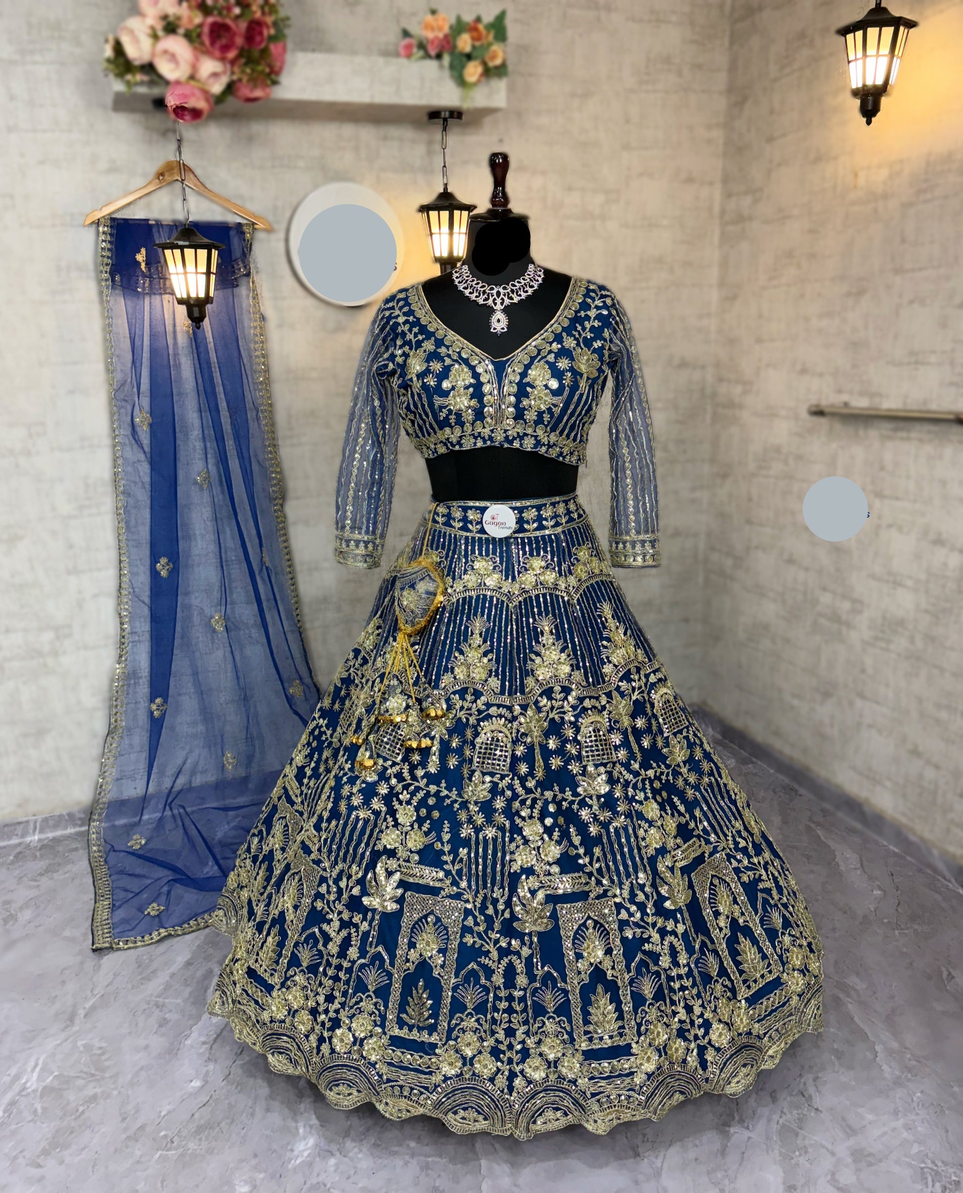 Blue colour Soft Net Lehenga Choli with Coding Sequins & Dupatta – Glamorous Ethnic Ensemble