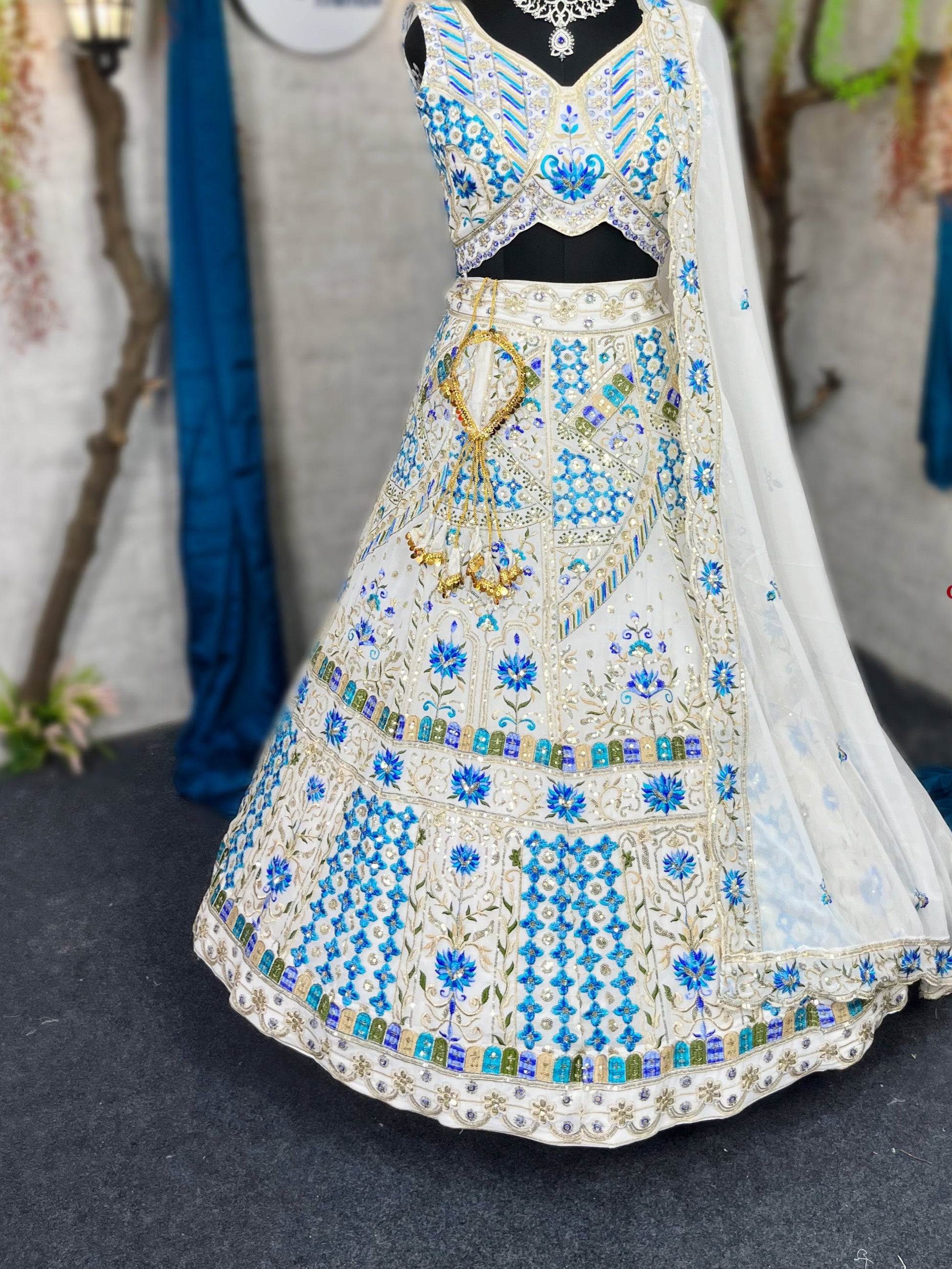 Elegant Faux Georgette Lehenga with Embroidery Sequins Work