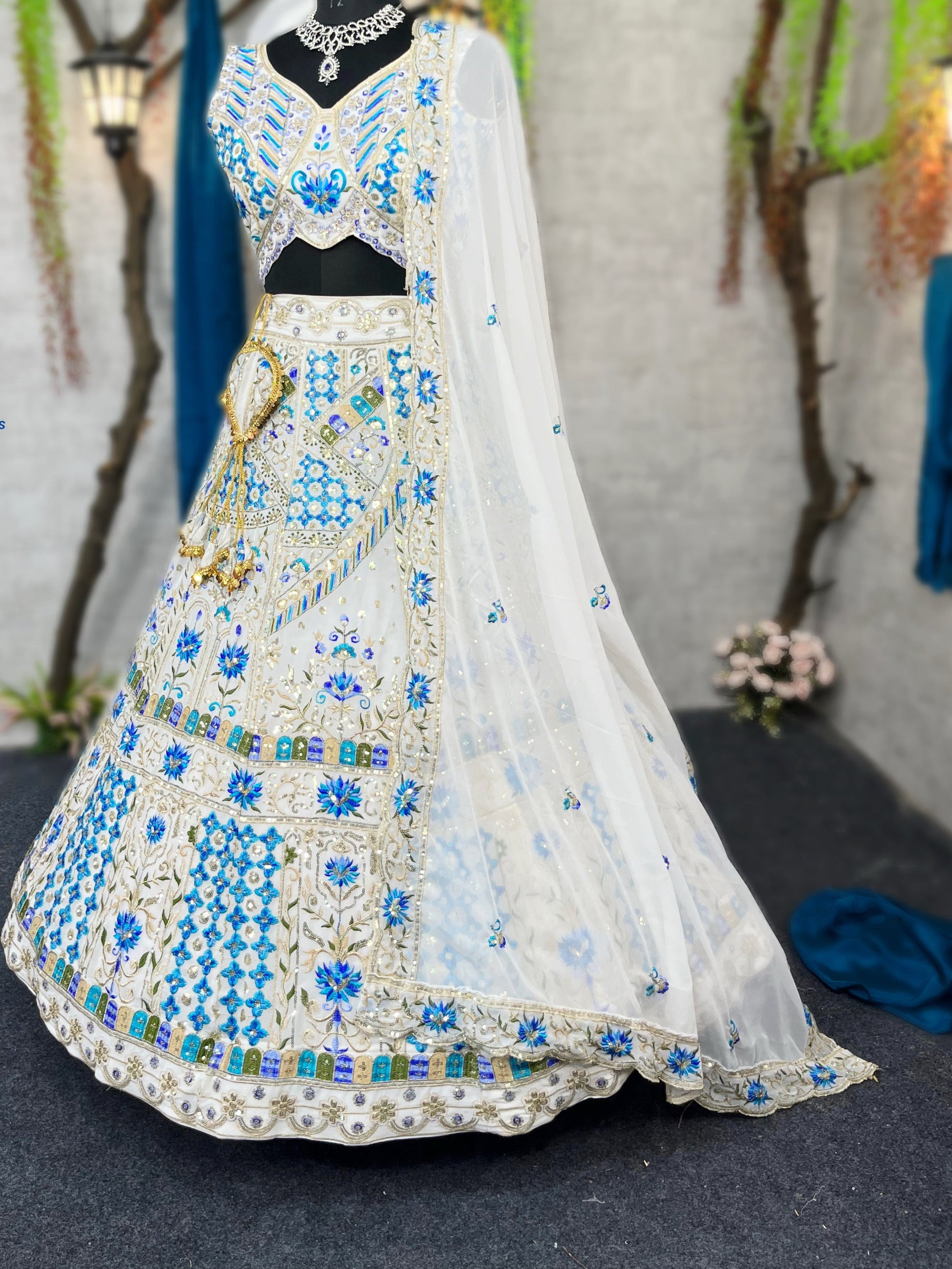 Elegant Faux Georgette Lehenga with Embroidery Sequins Work