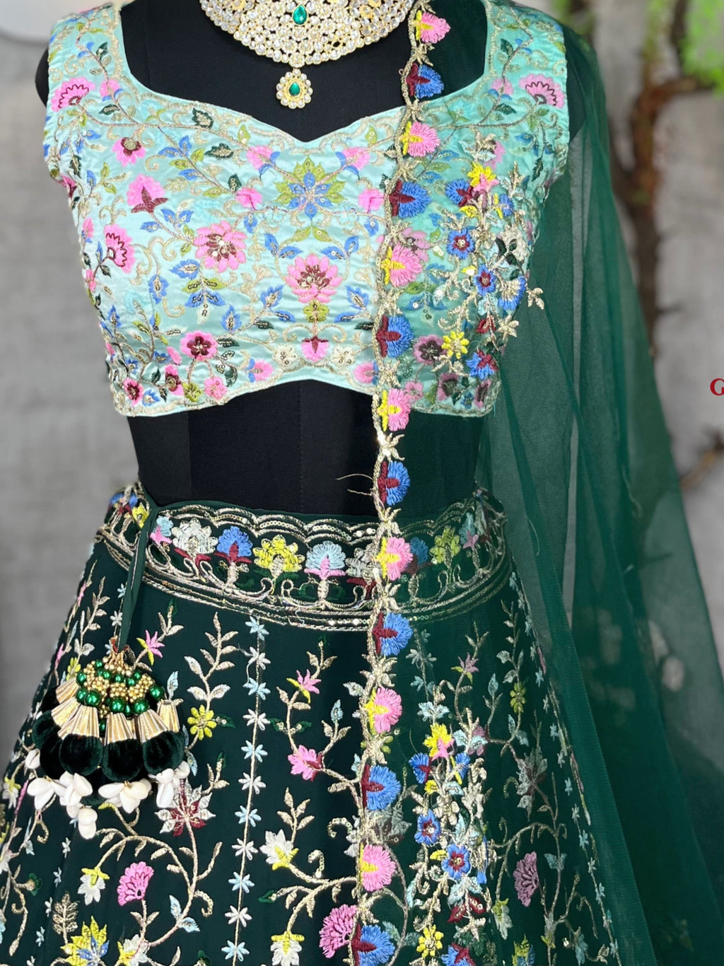 Green colour premium Malai Silk Lehenga and designer blouse perfect fit for festival And every Event