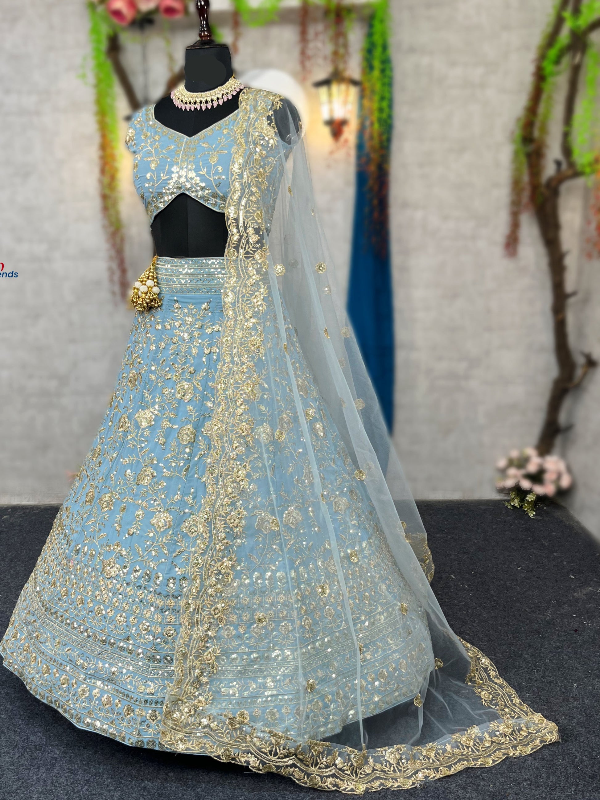 Elegant Faux Georgette Lehenga with Embroidery & Sequins Work – Semi-Stitched Beauty