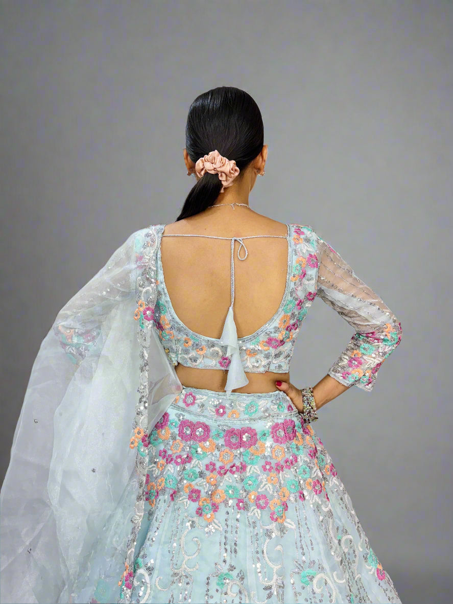 Premium Organza Silk Embroidered Lehenga Set – Luxurious Traditional Ensemble