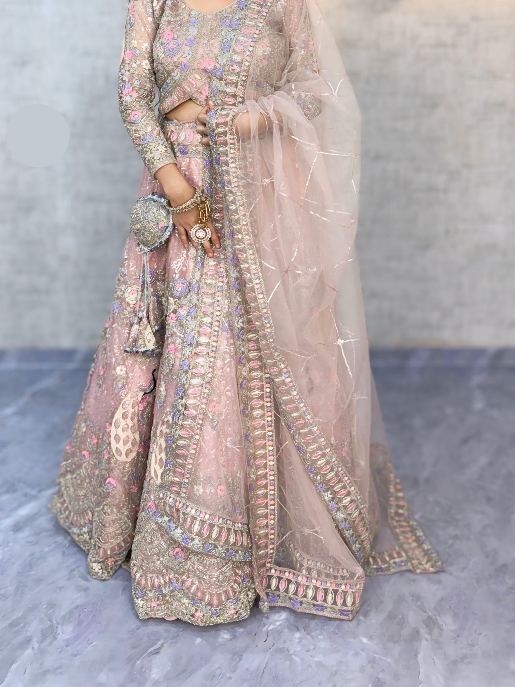 Soft Butterfly Net Lehenga with Coding Sequins Work