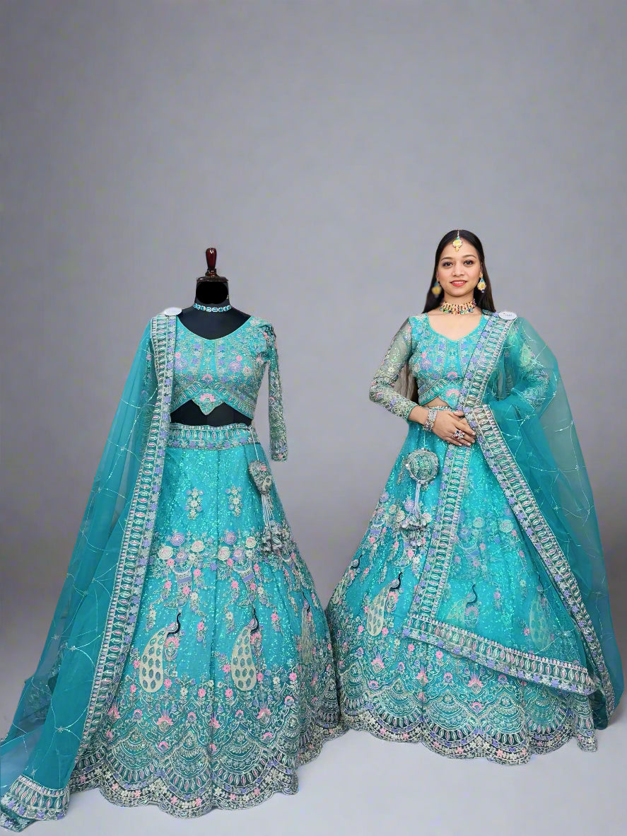 Soft Butterfly Net Lehenga with Coding Sequins Embroidery