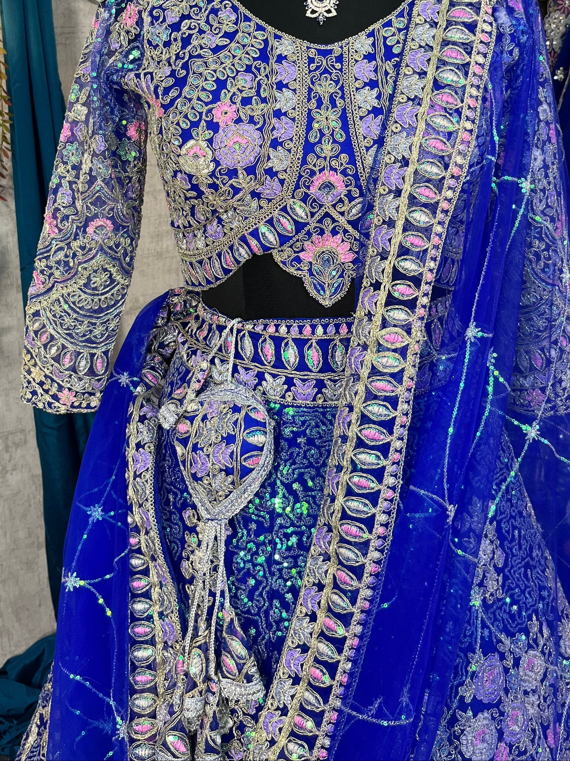 Royal blue colour premium Coding Sequins work and designer blouse perfect fit for you
