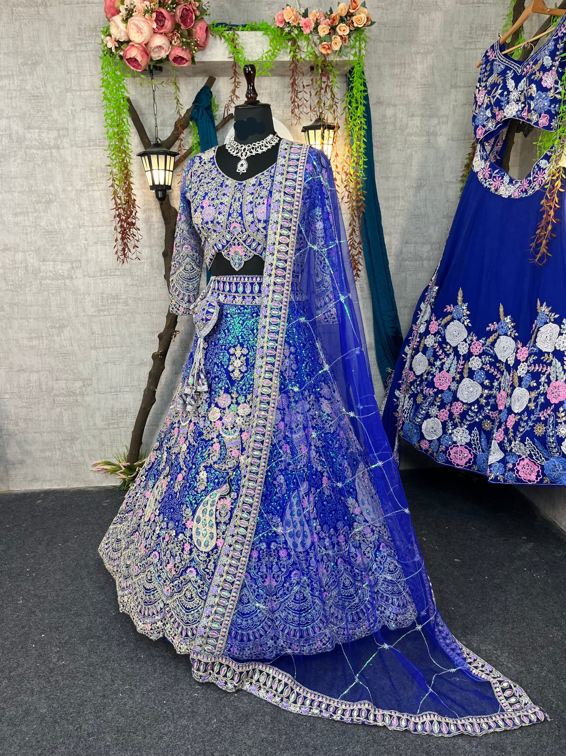 Royal blue colour premium Coding Sequins work and designer blouse perfect fit for you
