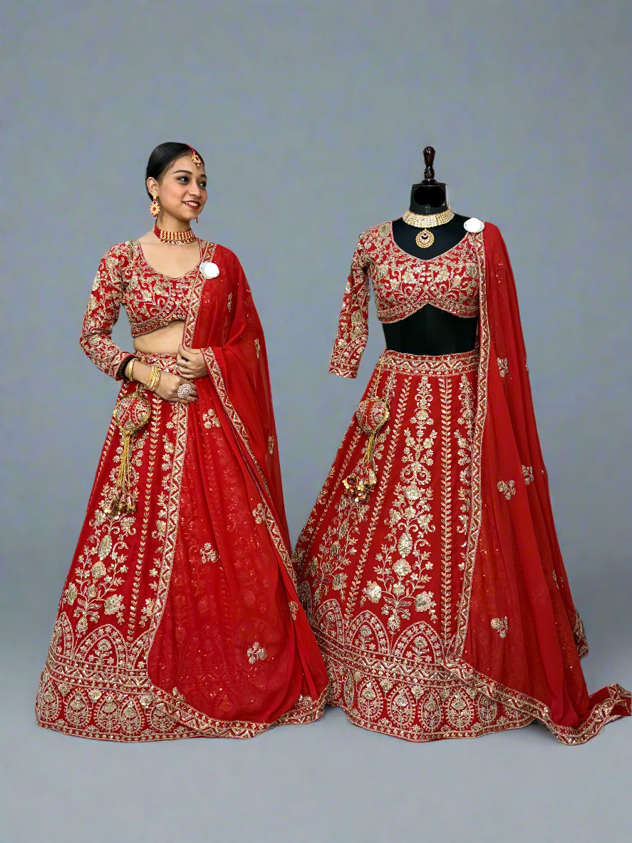 Premium Faux Georgette Lehenga Choli with Coding Sequins Work – Semi-Stitched Set