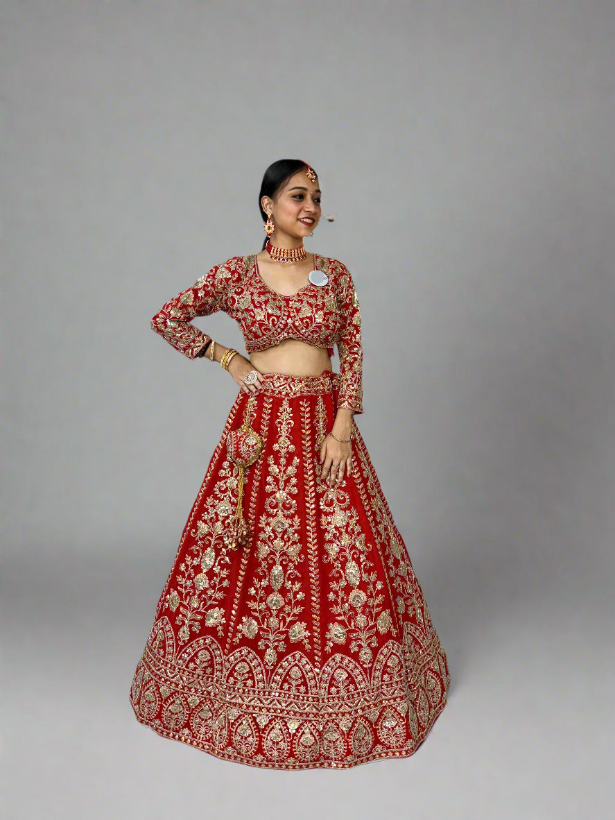 Premium Faux Georgette Lehenga Choli with Coding Sequins Work – Semi-Stitched Set