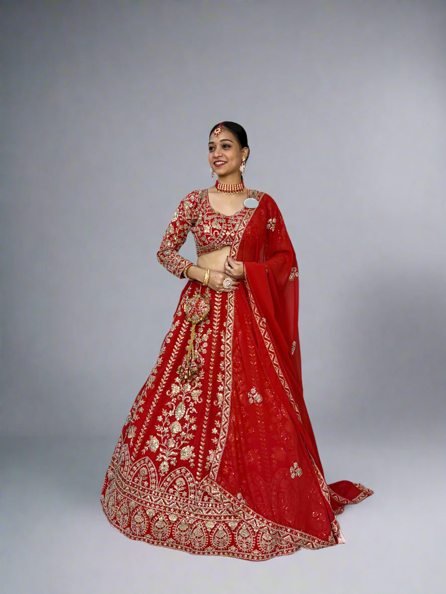 Premium Faux Georgette Lehenga Choli with Coding Sequins Work – Semi-Stitched Set