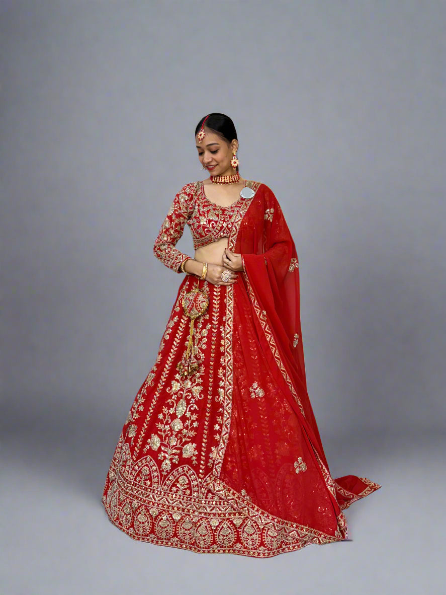 Premium Faux Georgette Lehenga Choli with Coding Sequins Work – Semi-Stitched Set