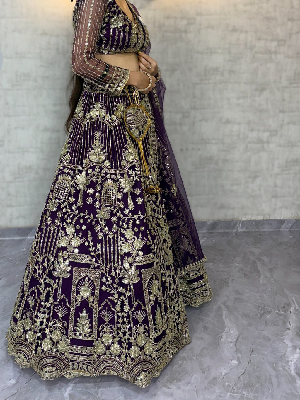 Designer Wine Color Net Lehenga Choli with Sequins Embroidery