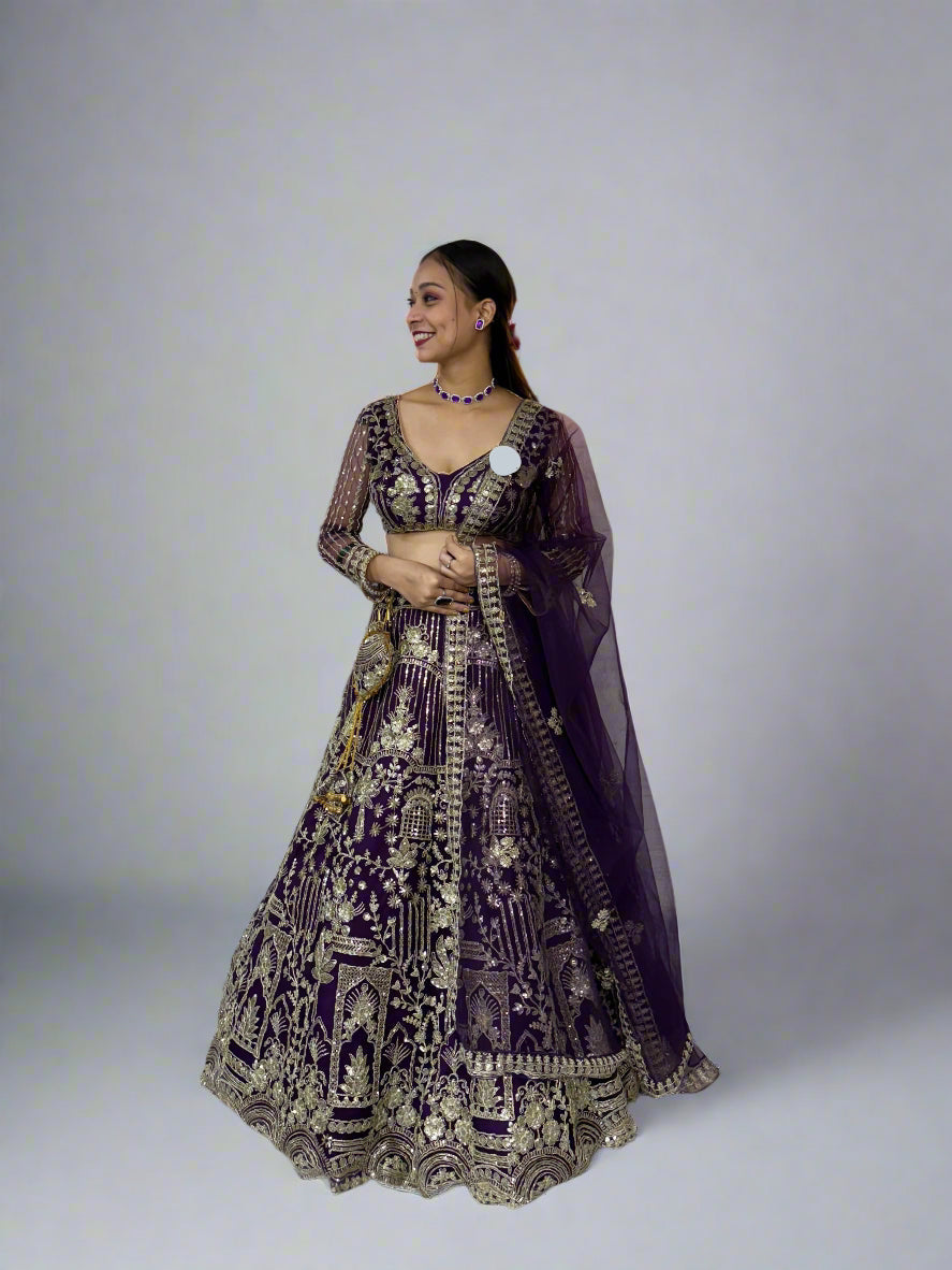 Premium Soft Net Lehenga Choli with Sequins Embroidery WITH Attactive design