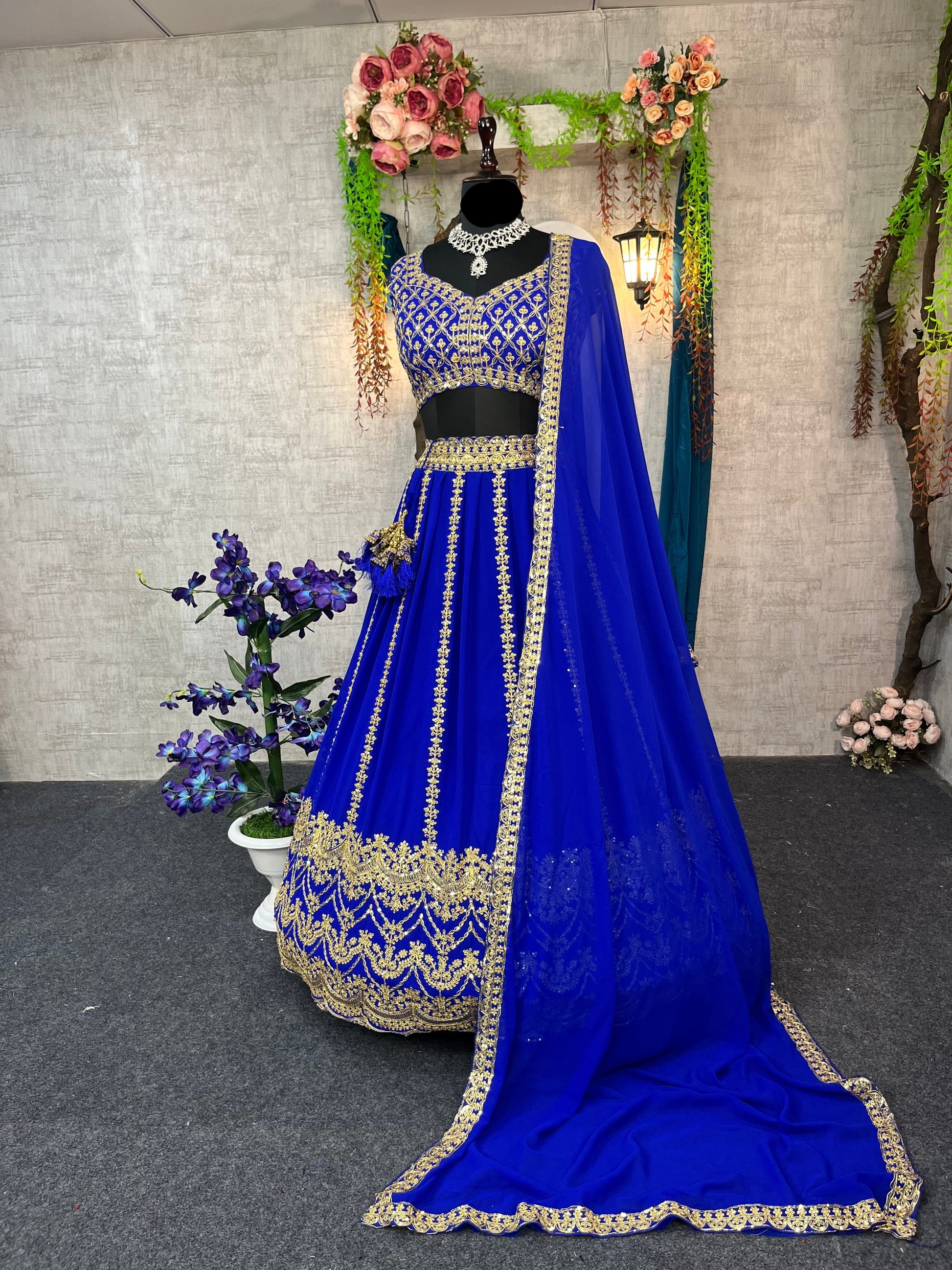 Faux Georgette Coding Sequin Embroidered Lehenga with Dupatta – Semi-Stitched Designer Partywear Set
