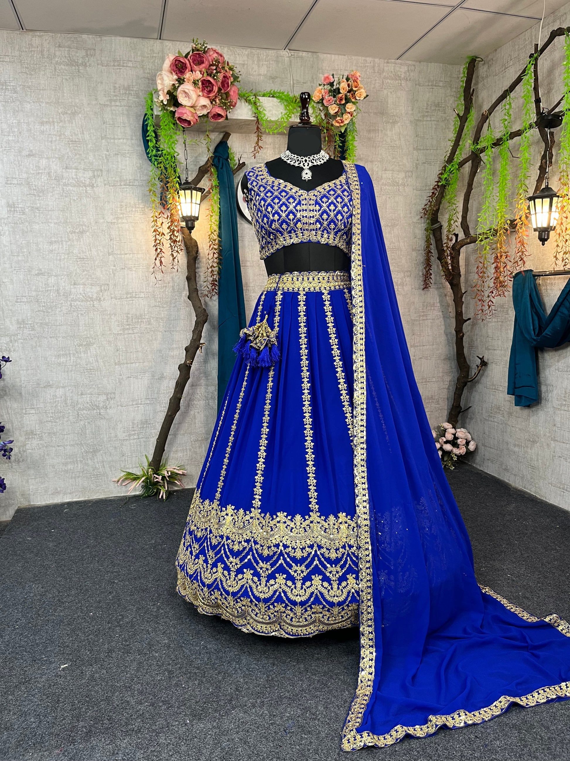 Faux Georgette Coding Sequin Embroidered Lehenga with Dupatta – Semi-Stitched Designer Partywear Set