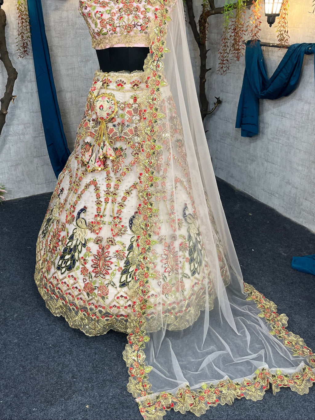 Soft Mono Net Lehenga with Sequins & Pearl Work for Wedding & Festive Wear