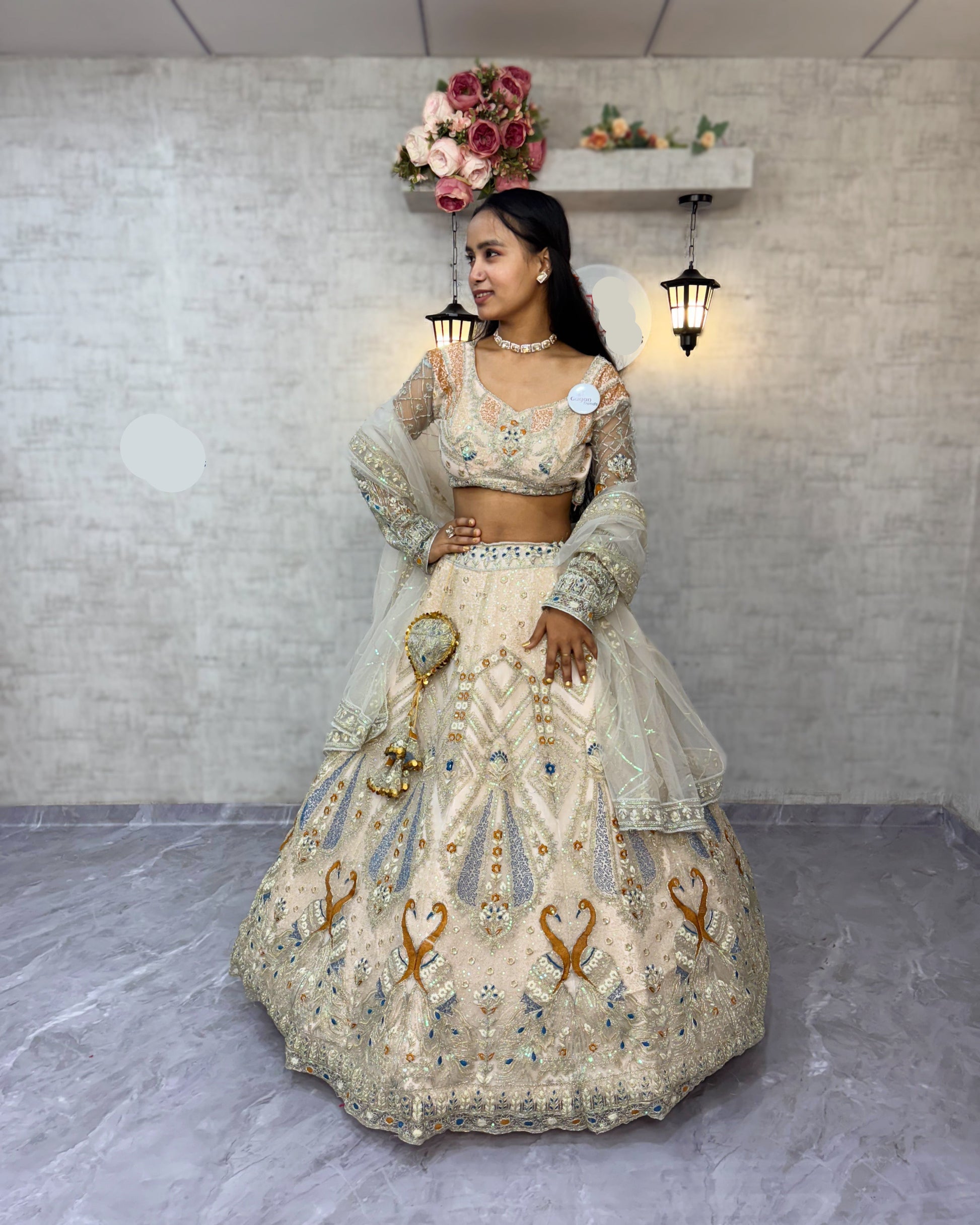 Peach colour Soft Net Lehenga Choli with Coding Sequins Work – Wedding Wear