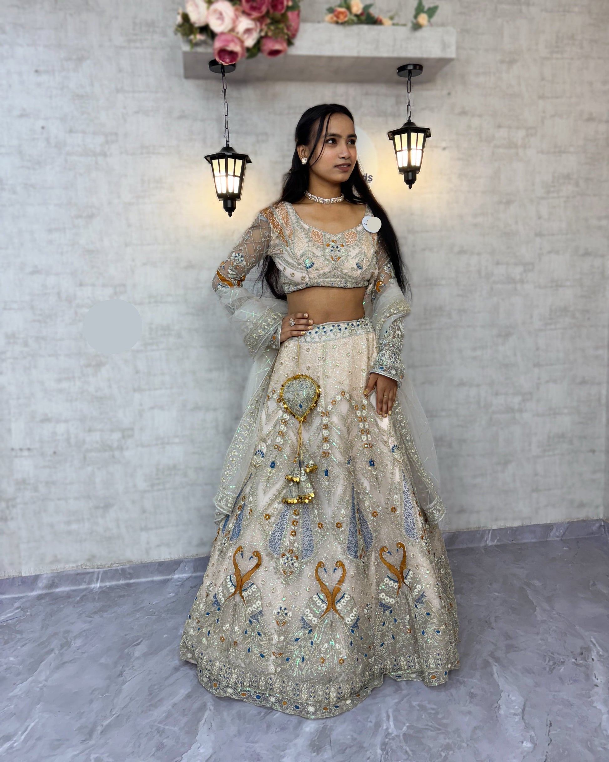 Peach colour Soft Net Lehenga Choli with Coding Sequins Work – Wedding Wear
