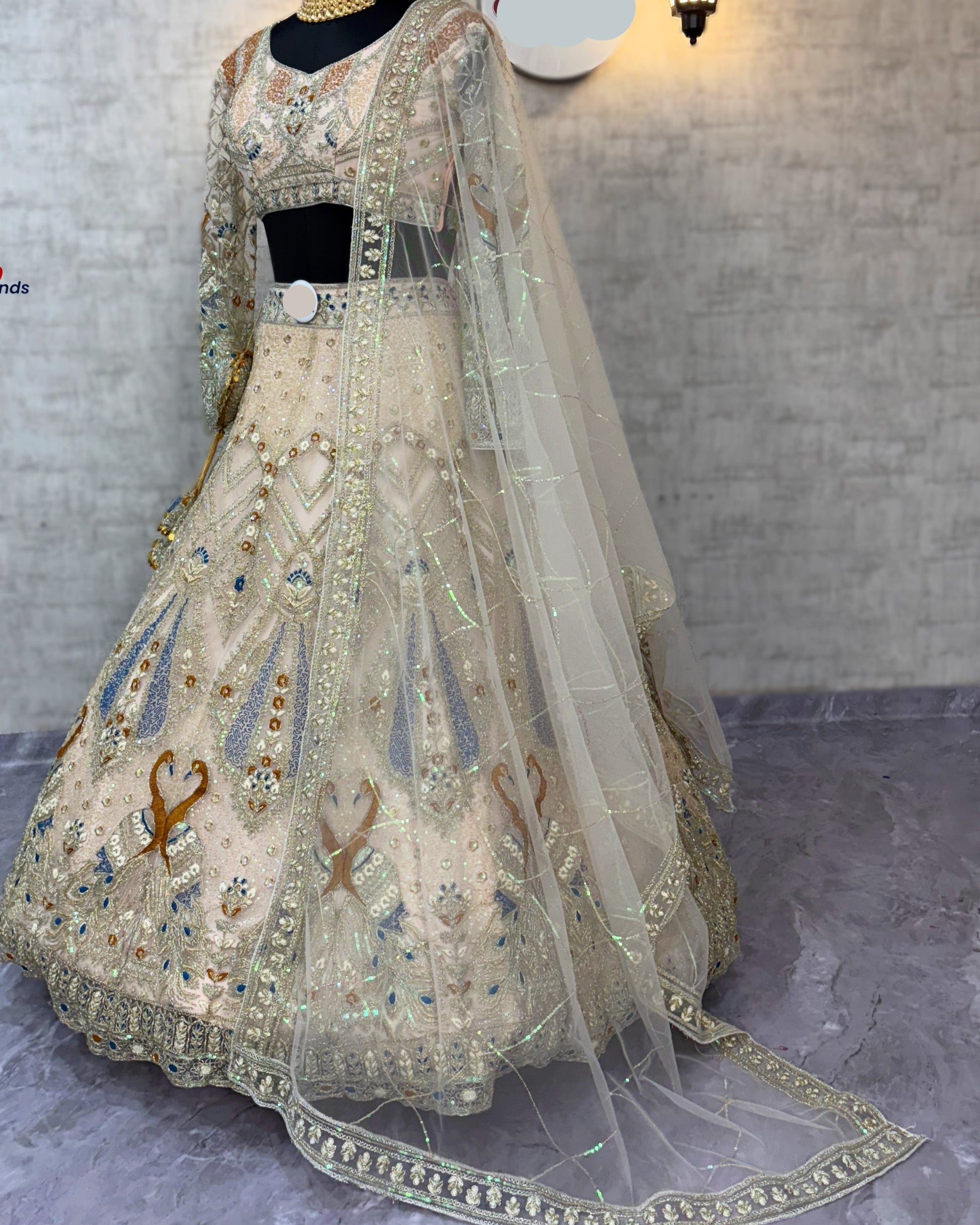 Peach colour Soft Net Lehenga Choli with Coding Sequins Work – Wedding Wear
