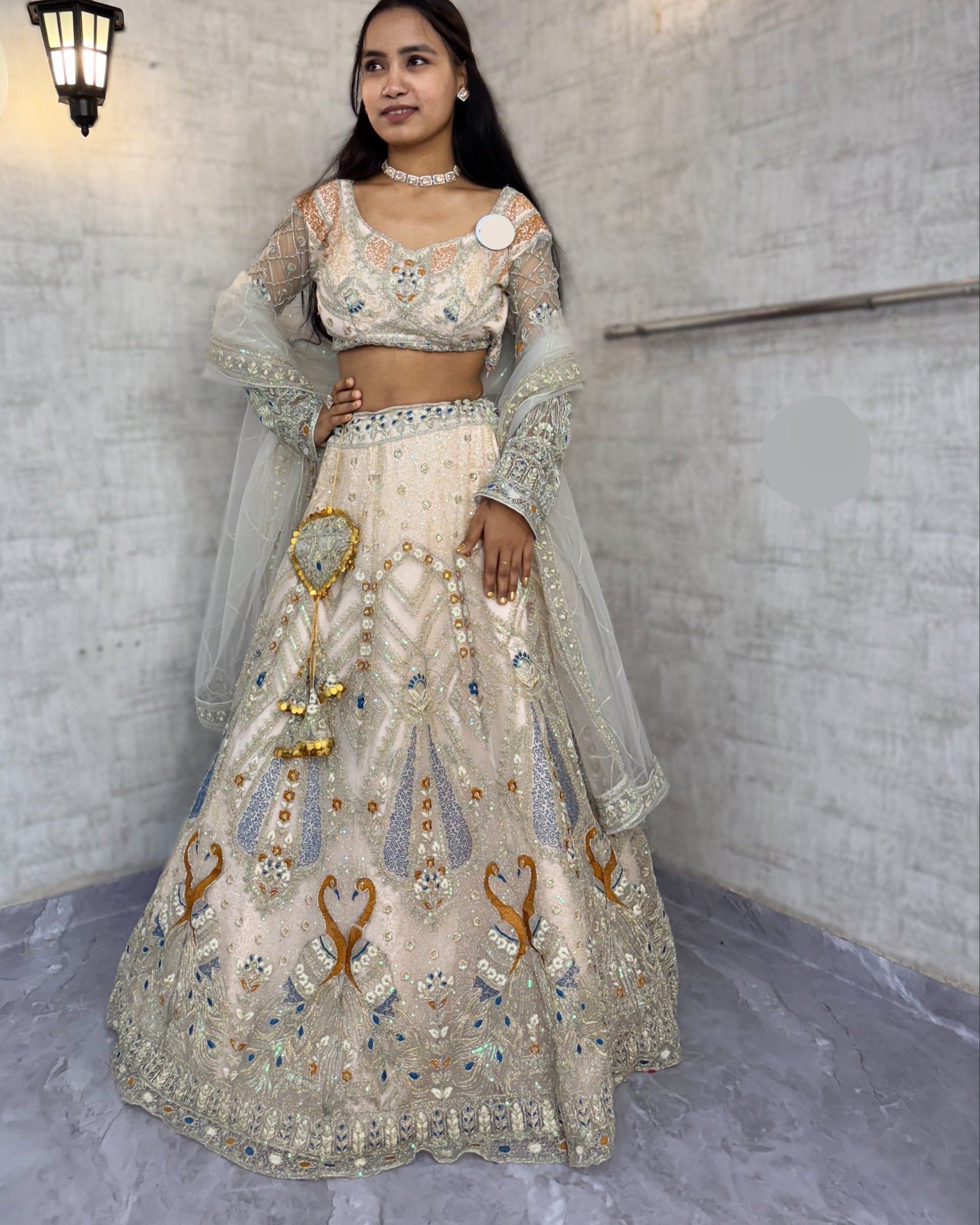 Peach colour Soft Net Lehenga Choli with Coding Sequins Work – Wedding Wear