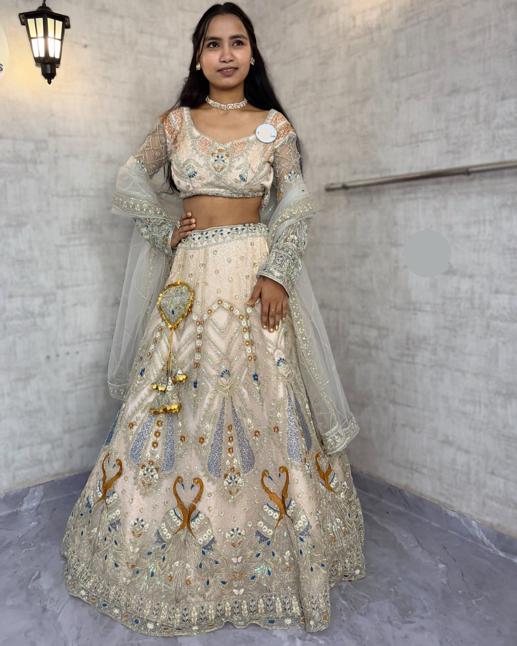 Peach colour Soft Net Lehenga Choli with Coding Sequins Work – Wedding Wear