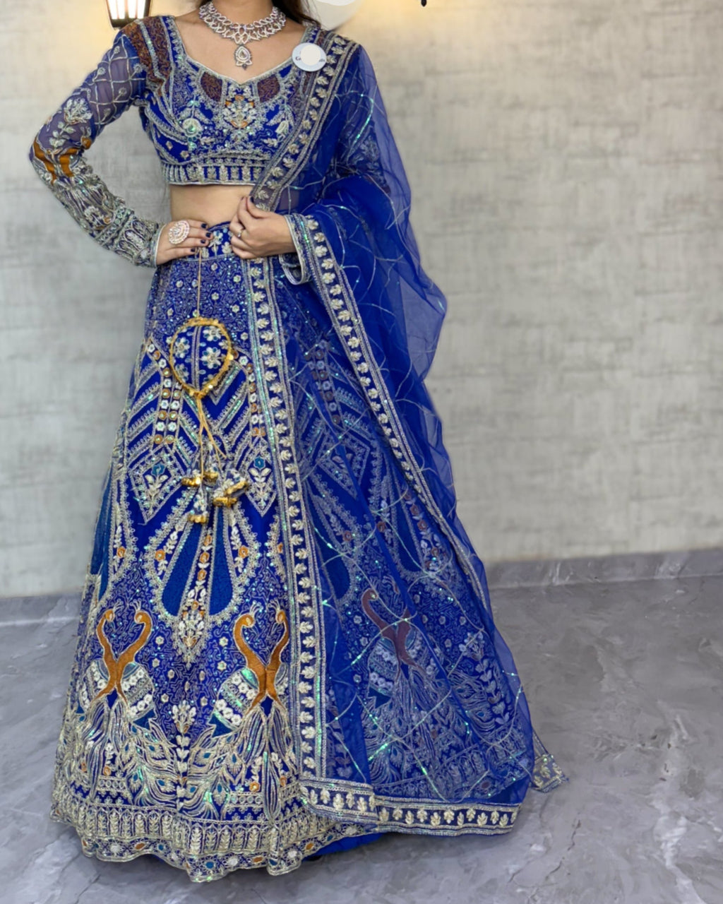 blue colour Soft Net Lehenga Choli with Coding Sequins Work