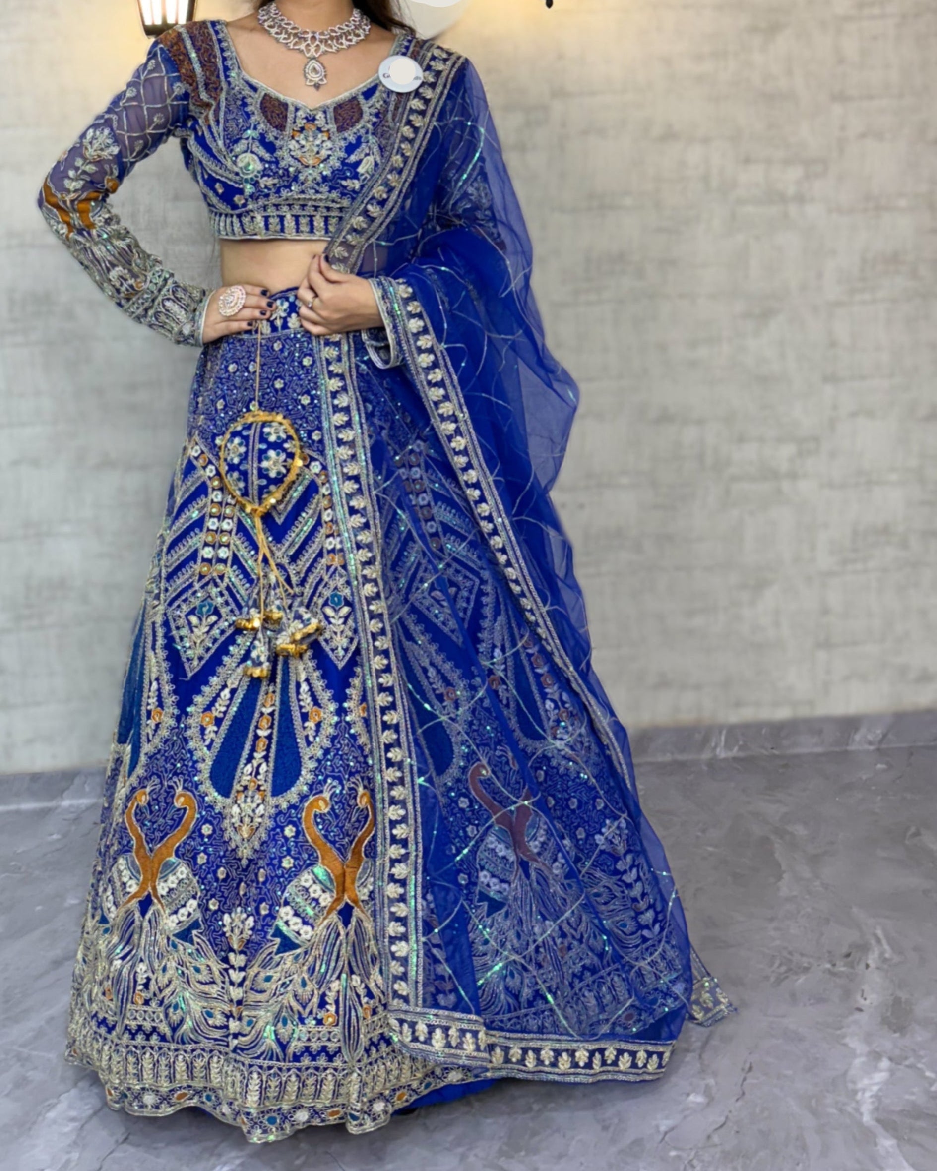 blue colour Soft Net Lehenga Choli with Coding Sequins Work