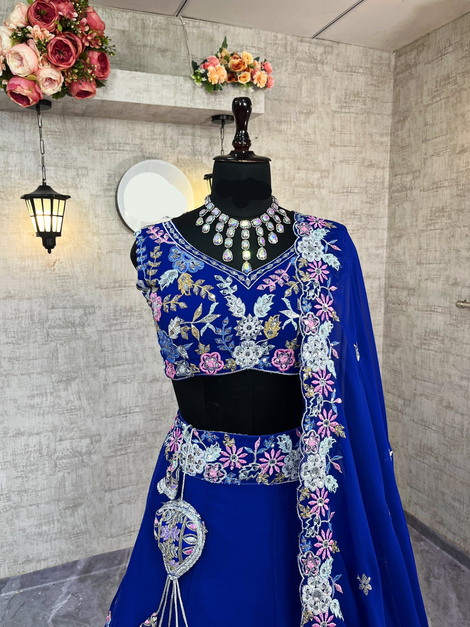 Faux Georgette Embroidered Lehenga Set with Sequins Work for Wedding & Party Wear
