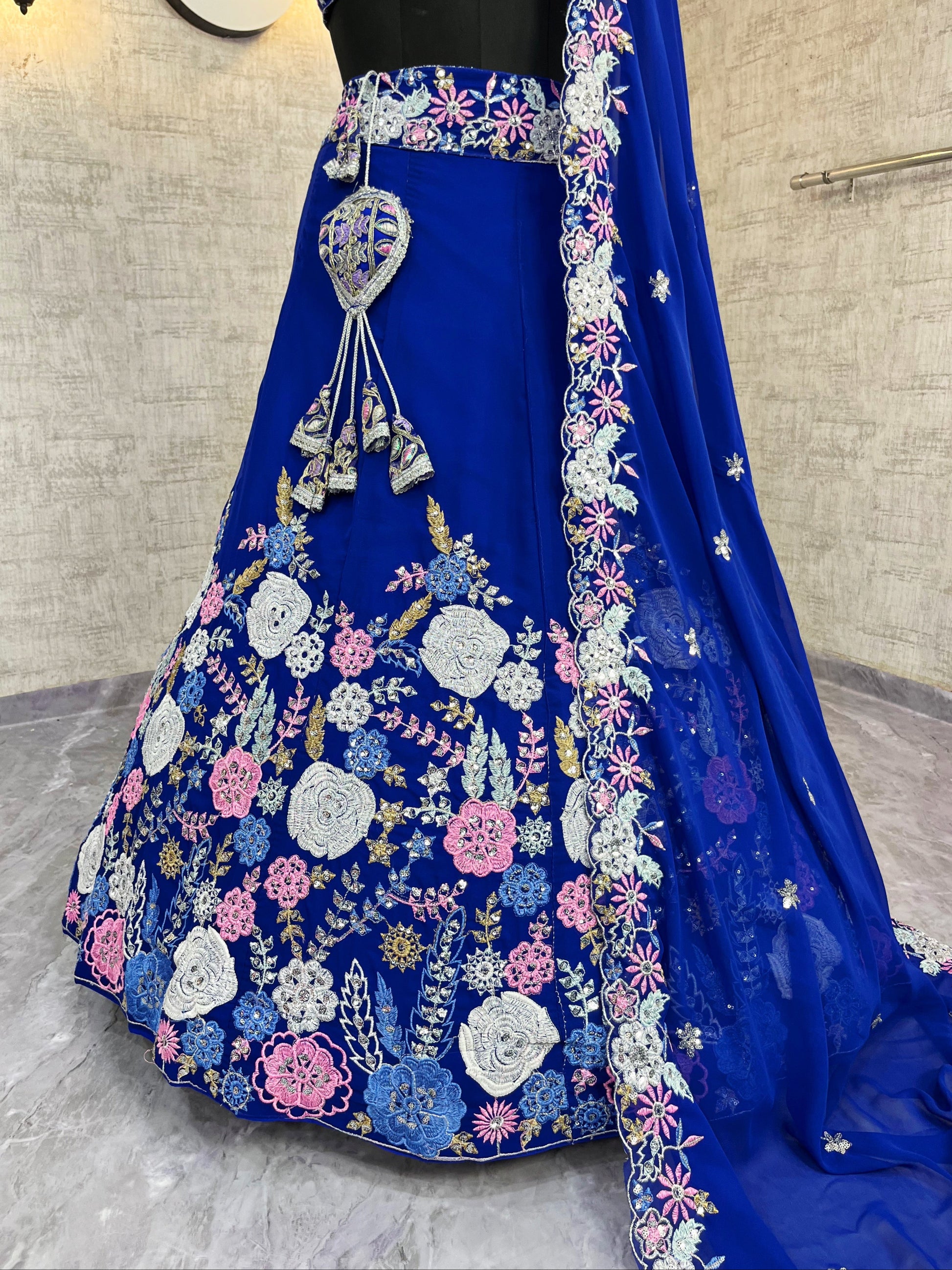 Faux Georgette Embroidered Lehenga Set with Sequins Work for Wedding & Party Wear