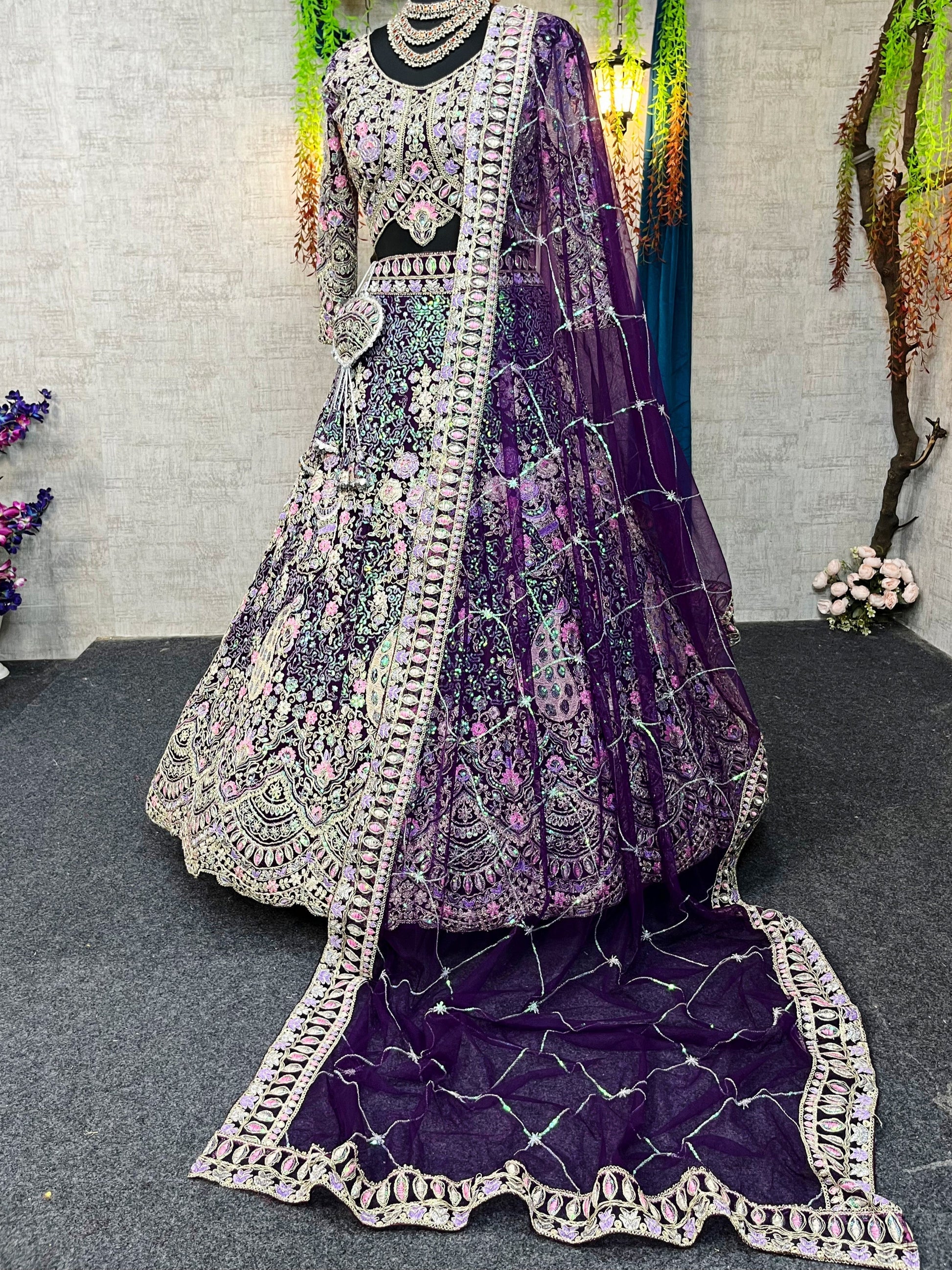 Purple colour premium Coding Sequins work and designer blouse perfect fit for you