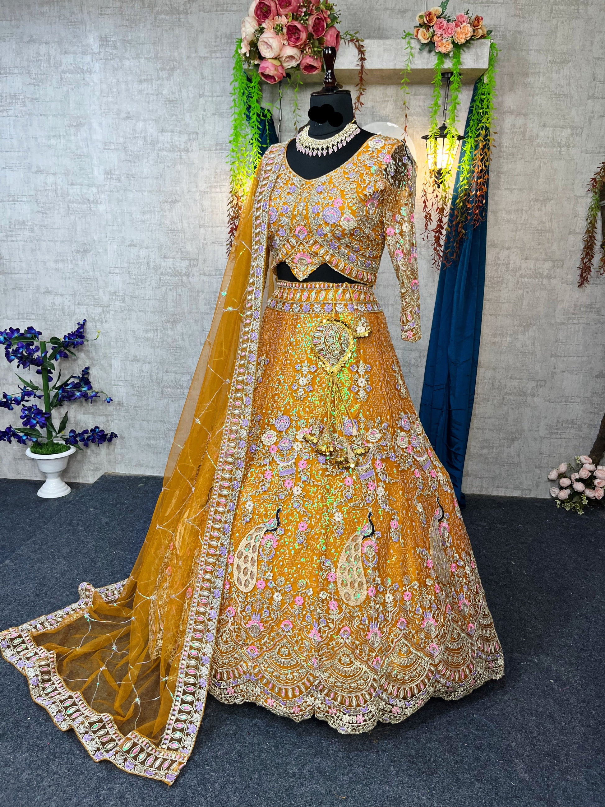 Musturd colour premium Coding Sequins work and designer blouse perfect fit for you