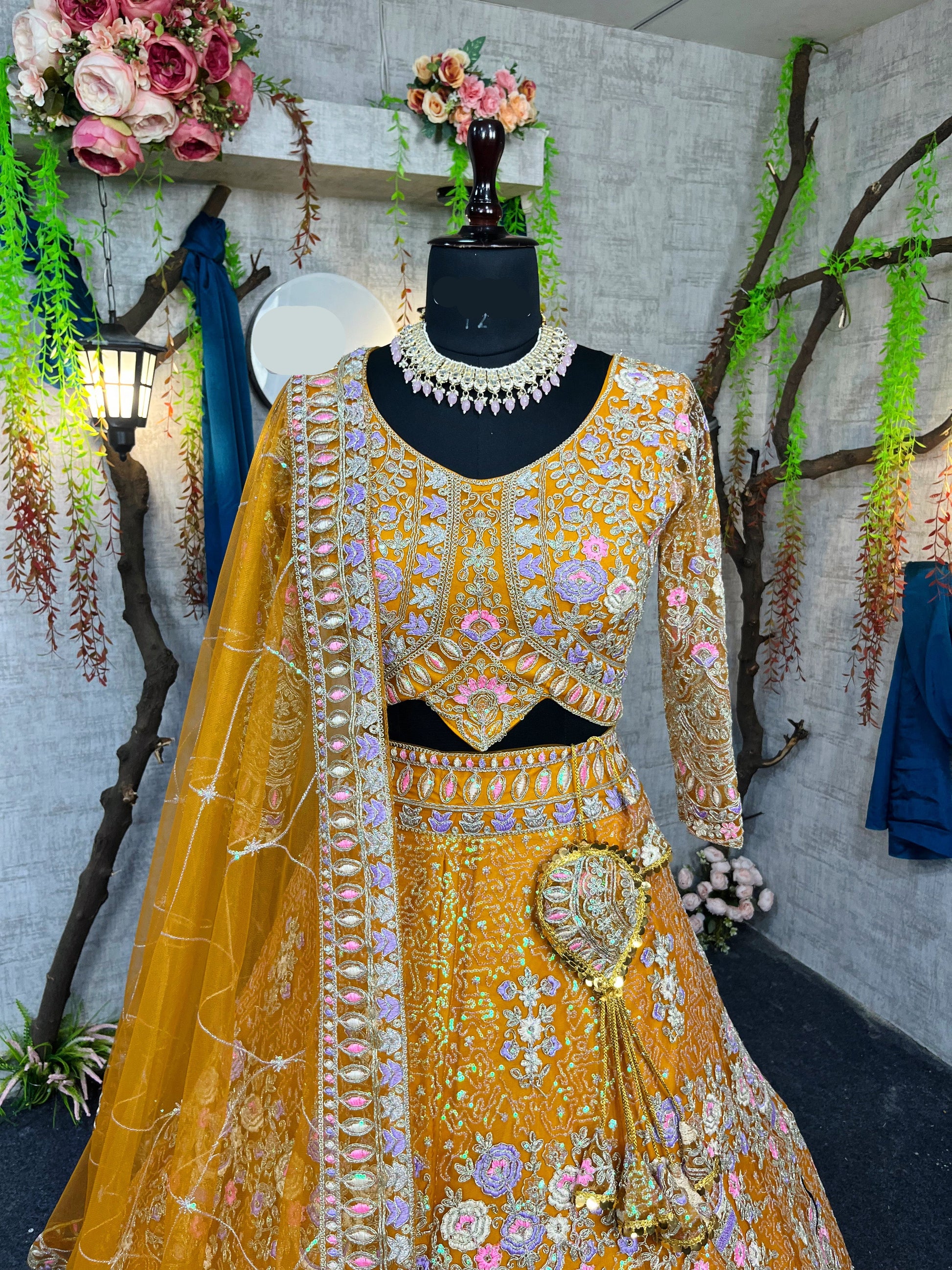 Musturd colour premium Coding Sequins work and designer blouse perfect fit for you