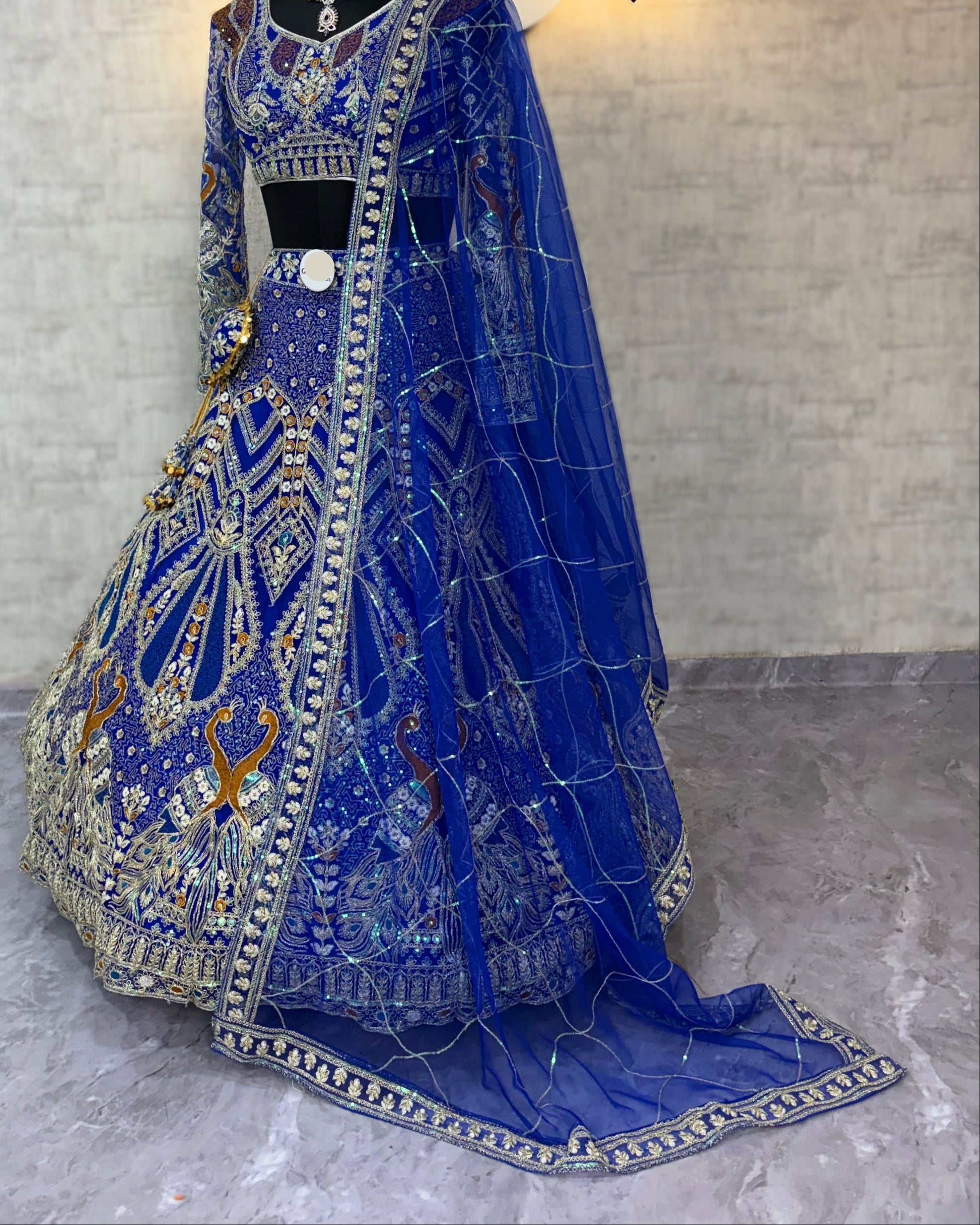 blue colour Soft Net Lehenga Choli with Coding Sequins Work