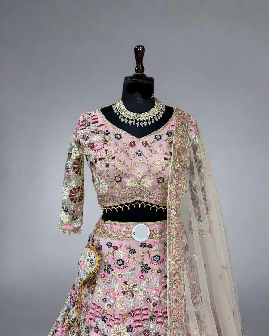 Premium Soft Net Lehenga Choli Set with Sequins Embroidery