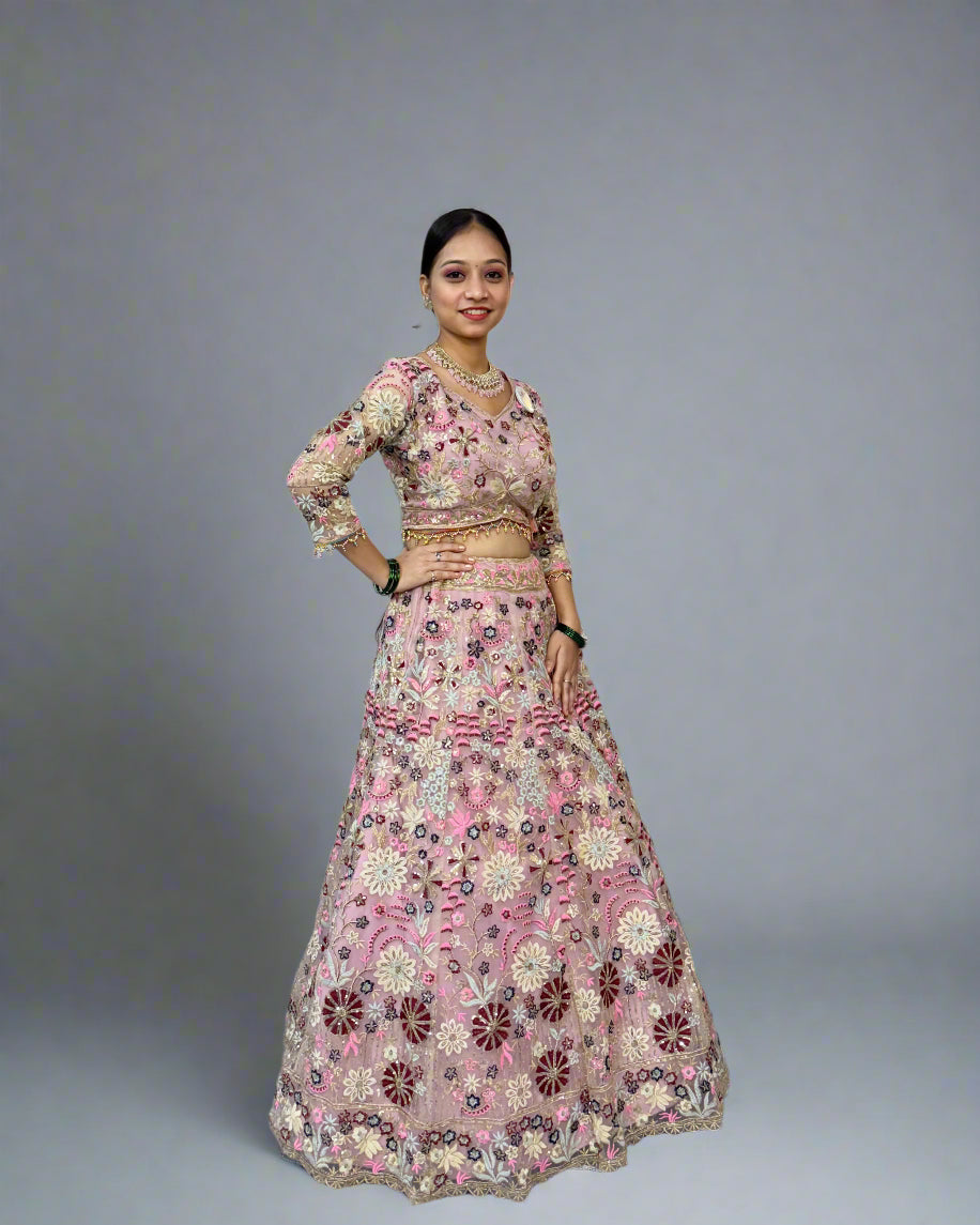 Premium Soft Net Lehenga Choli Set with Sequins Embroidery