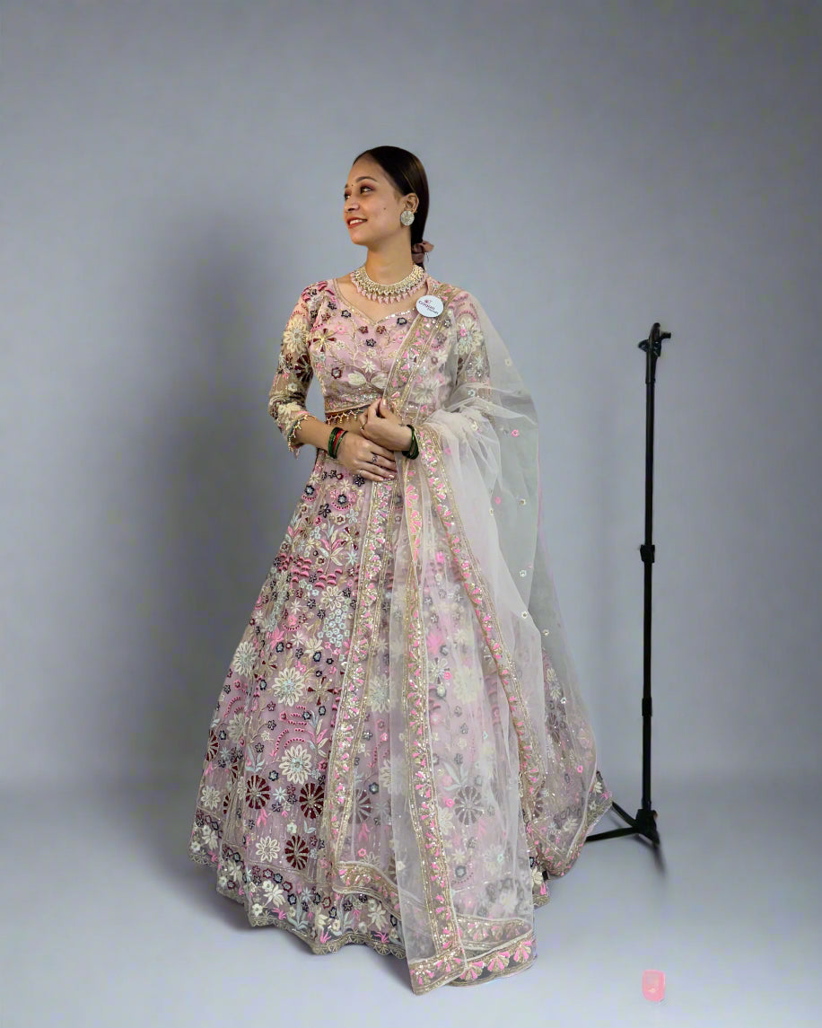 Premium Soft Net Lehenga Choli Set with Sequins Embroidery