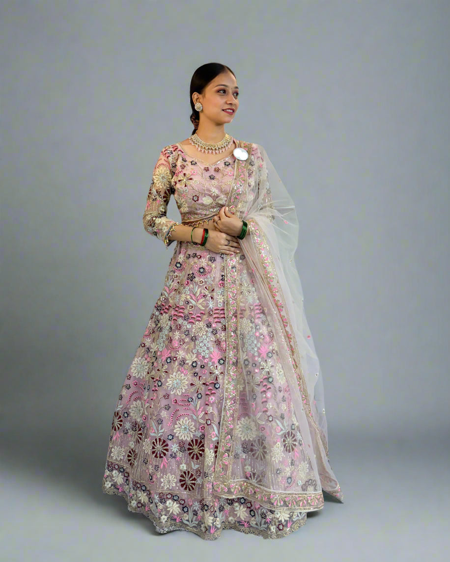 Premium Soft Net Lehenga Choli Set with Sequins Embroidery