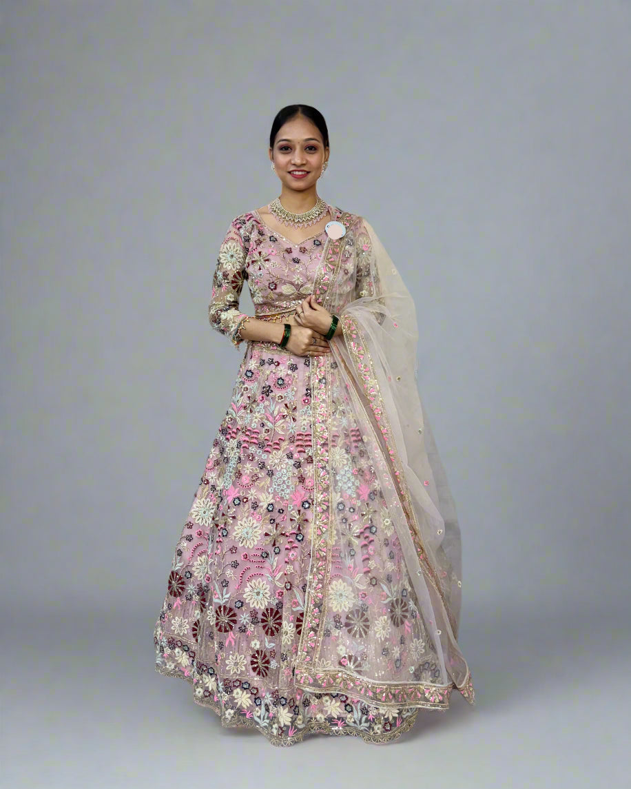 Premium Soft Net Lehenga Choli Set with Sequins Embroidery