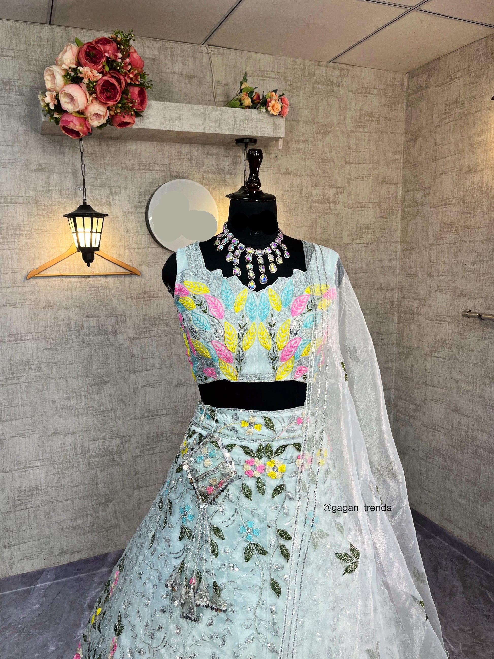 Premium Organza Silk Lehenga Set with Embroidery Sequins Work