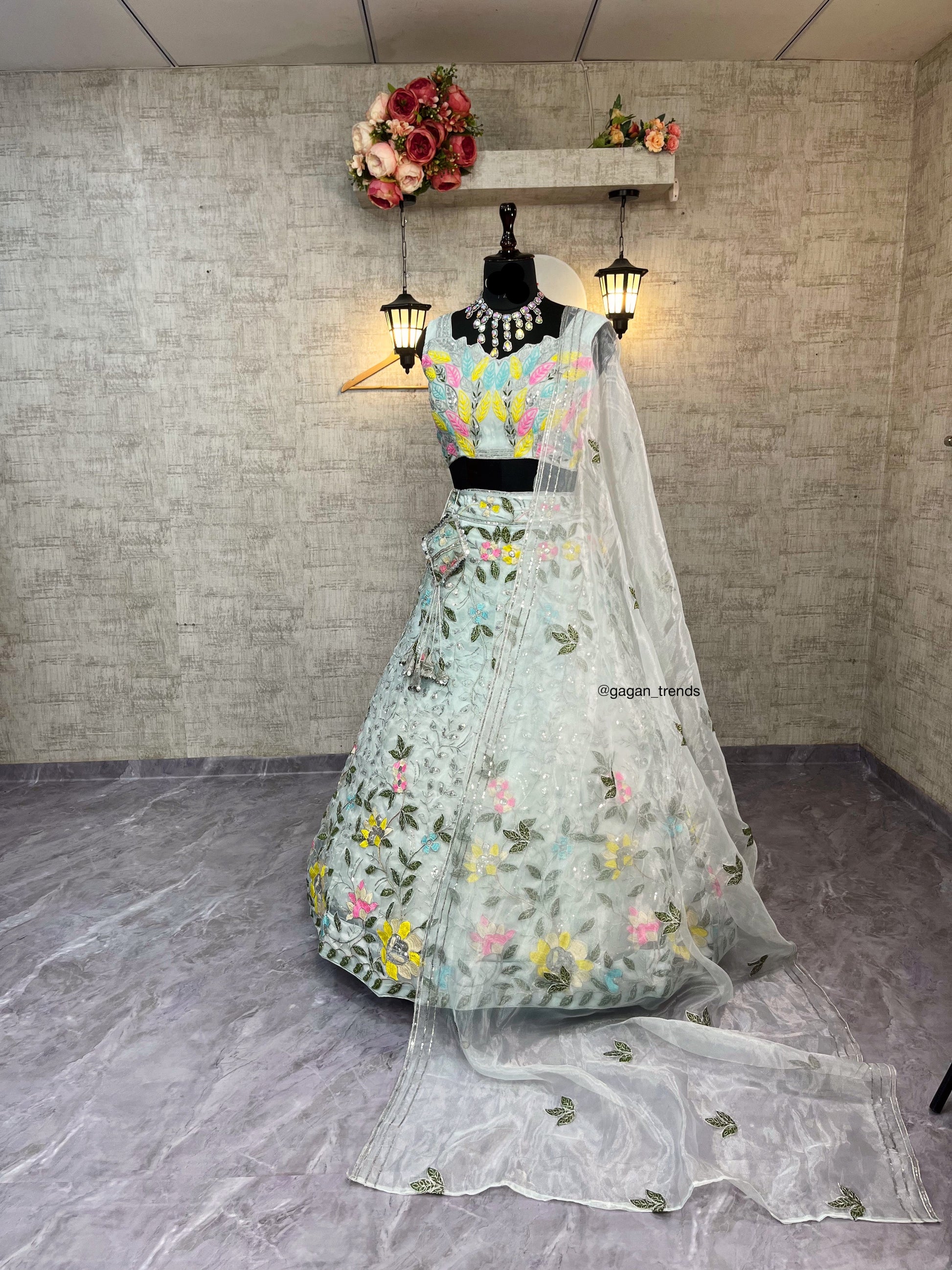 Premium Organza Silk Lehenga Set with Embroidery Sequins Work