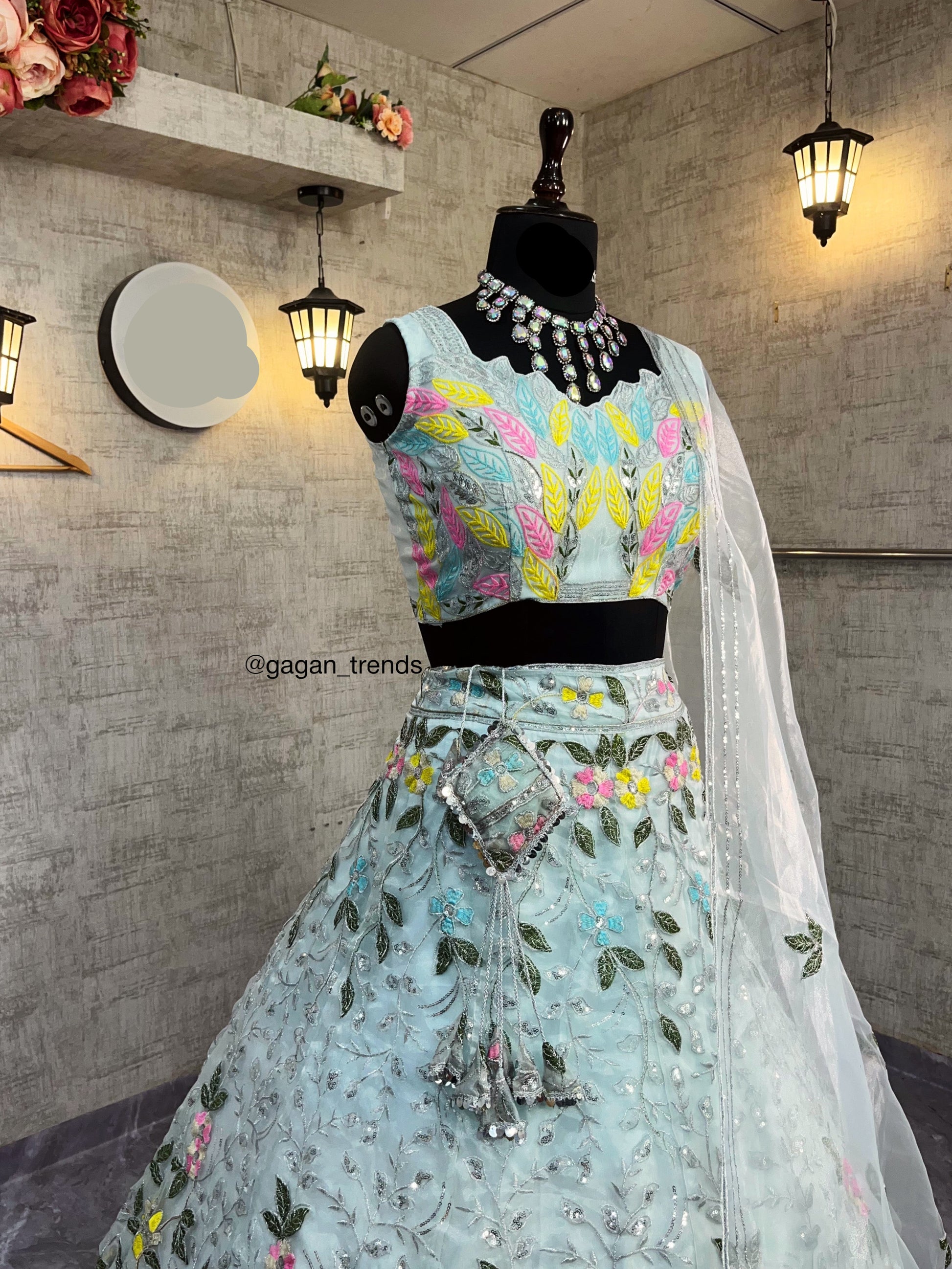 Premium Organza Silk Lehenga Set with Embroidery Sequins Work