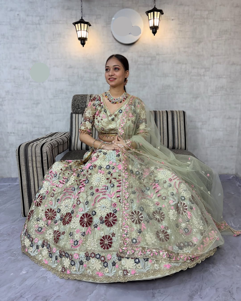 Premium Soft Net Lehenga Choli Set with Sequins Embroidery