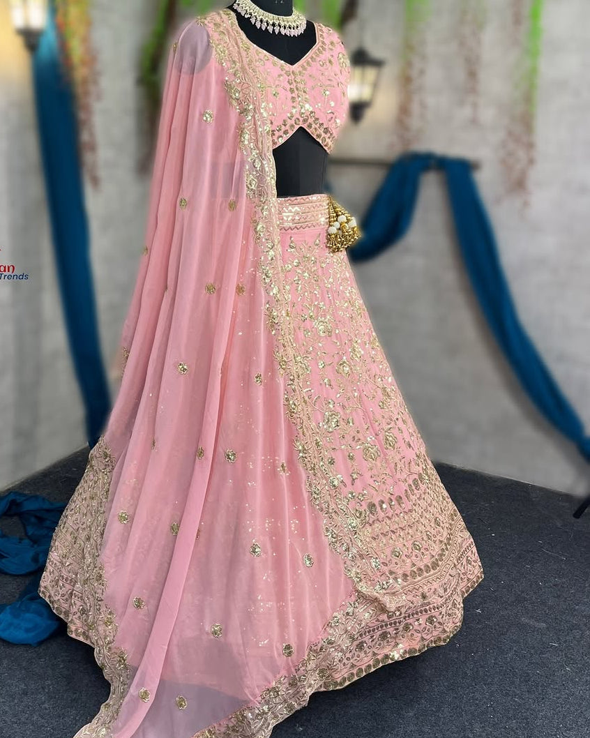 Gorgeous Faux Georgette Lehenga with Sequins Embroidery – A Must-Have for Festive Glam!